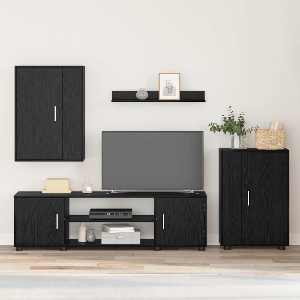 Ensemble de meuble TV 4 pièces Montage mural 4 pcs Chêne noir - XIOS