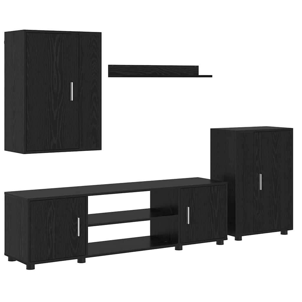 Ensemble de meuble TV 4 pièces Montage mural 4 pcs Chêne noir - XIOS