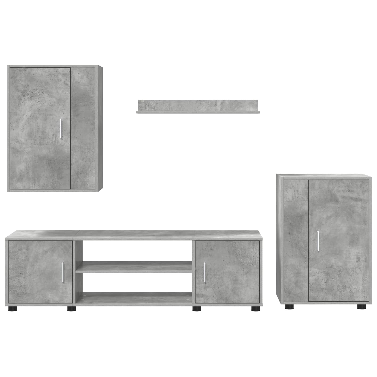 Ensemble meuble TV 4 pcs Gris béton Bois d'ingénierie - XIOS