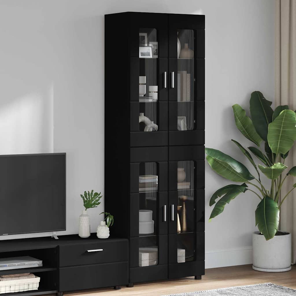 Haut Armoire avec porte Noir 60 x 35 x 182 cm Bois d'ingénierie - XIOS