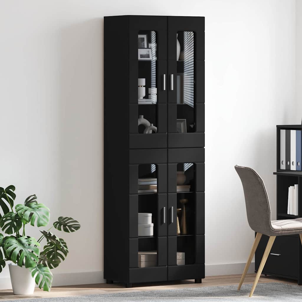 Haut Armoire avec porte Noir 60 x 35 x 182 cm Bois d'ingénierie - XIOS