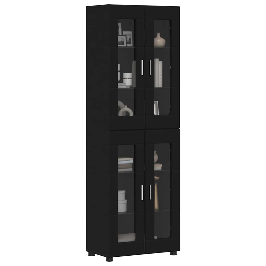 Haut Armoire avec porte Noir 60 x 35 x 182 cm Bois d'ingénierie - XIOS