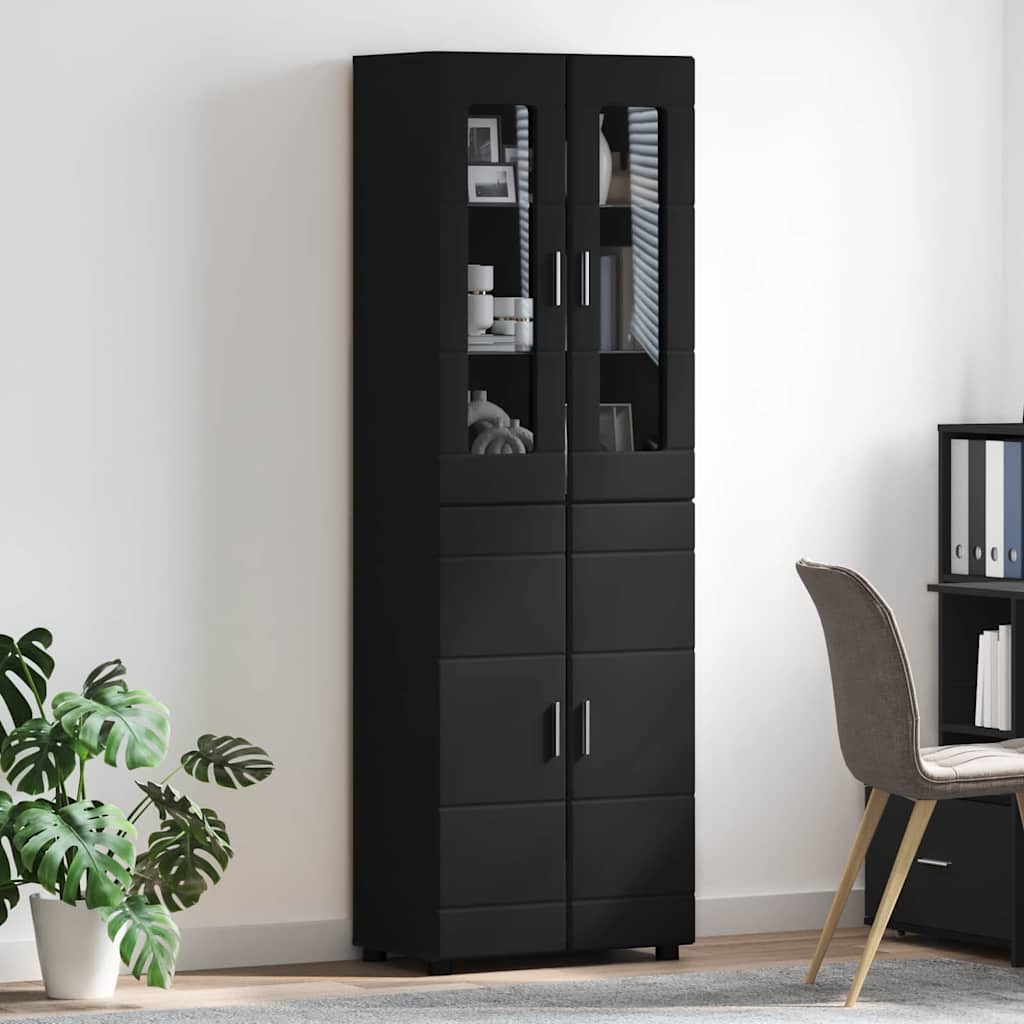 Haut Armoire avec porte Noir 60 x 35 x 182 cm Bois d'ingénierie - XIOS
