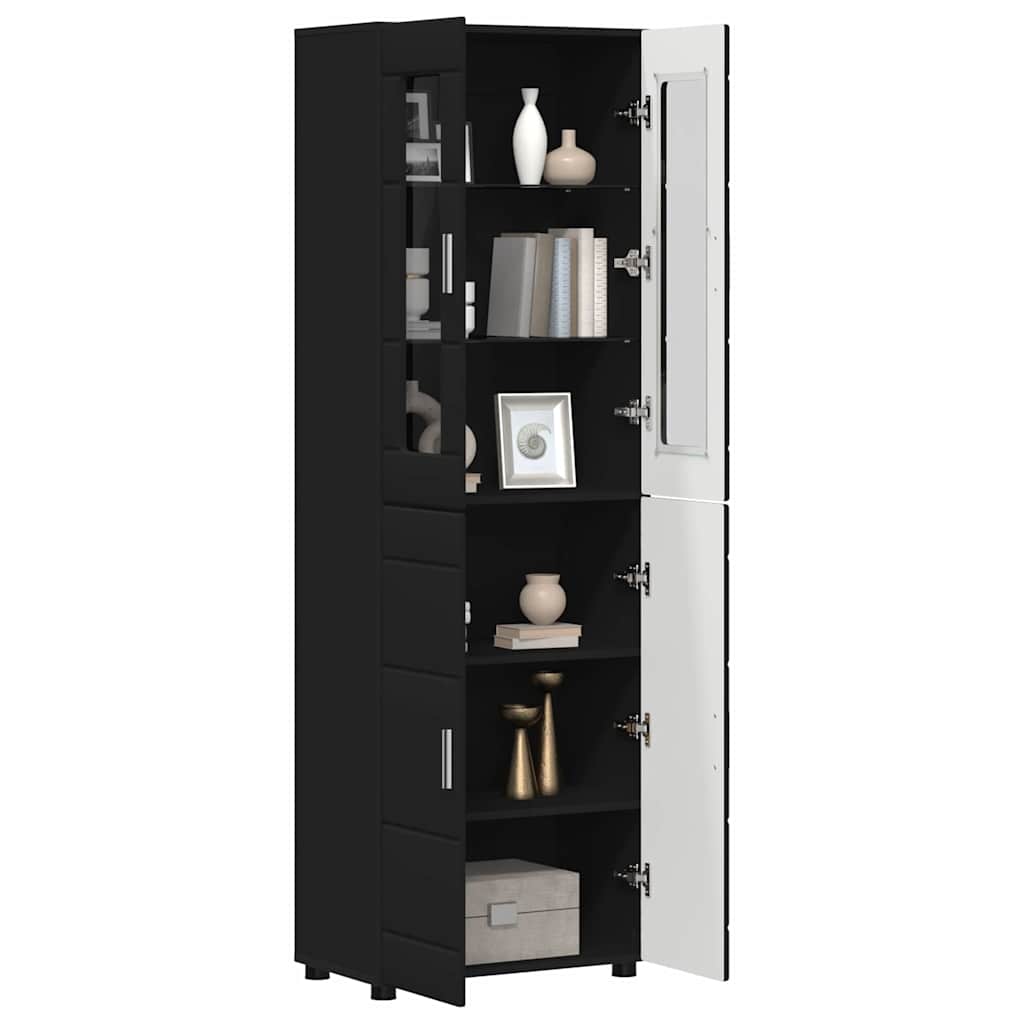 Haut Armoire avec porte Noir 60 x 35 x 182 cm Bois d'ingénierie - XIOS