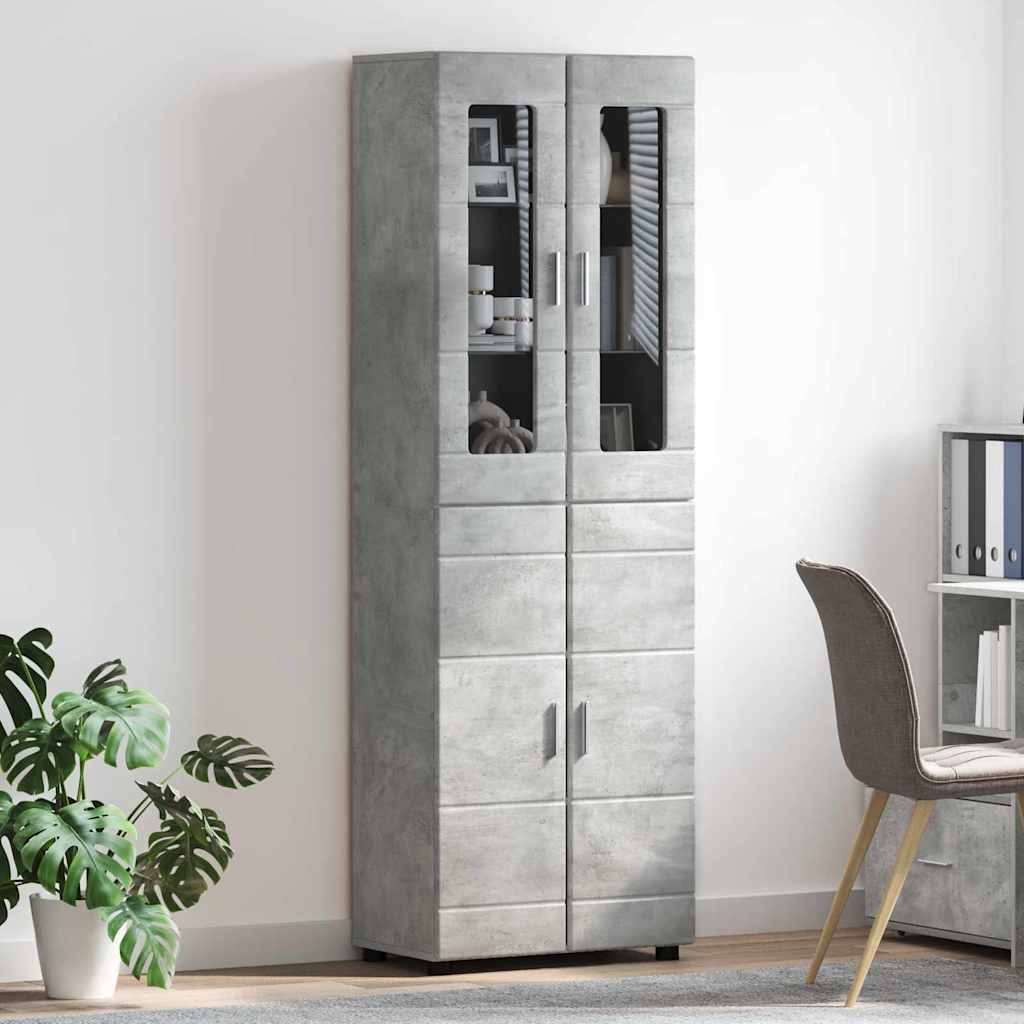 Haut Armoire Gris béton 60 x 35 x 182 cm Bois d'ingénierie - XIOS