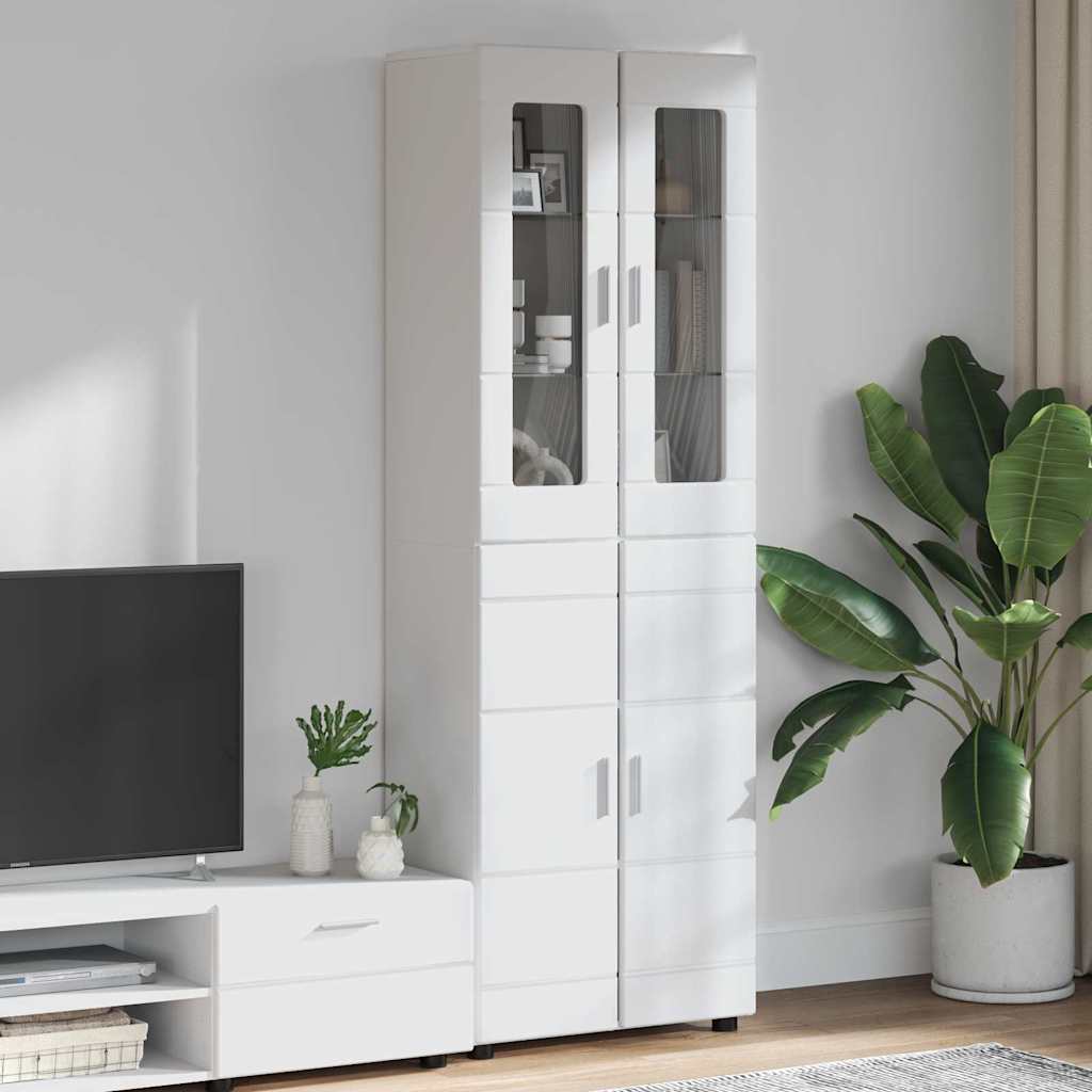 Haut Armoire Blanc brillant 60 x 35 x 182 cm Bois d'ingénierie - XIOS
