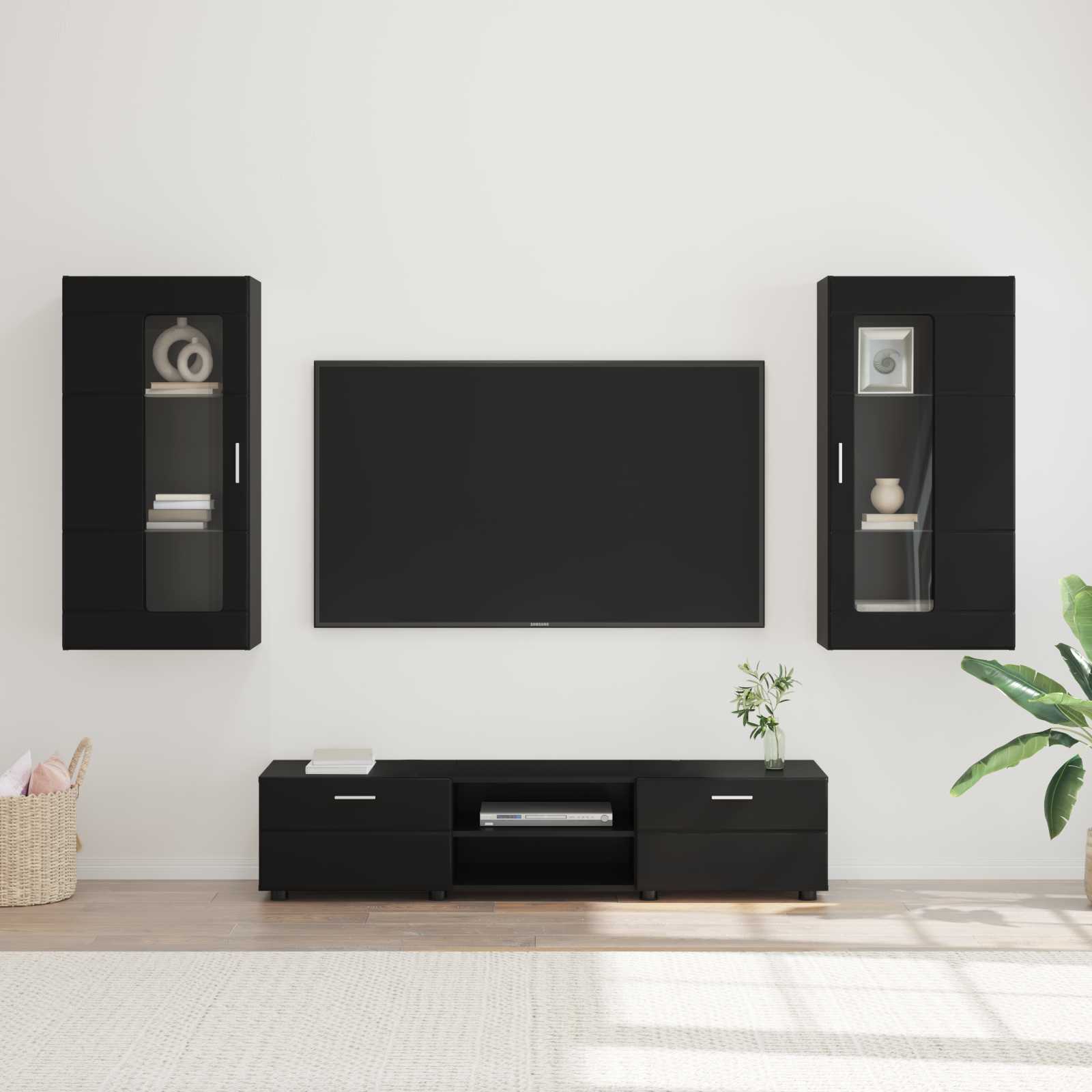 Ensemble meuble TV FLORIN 3 pcs Noir Bois d'ingénierie - XIOS