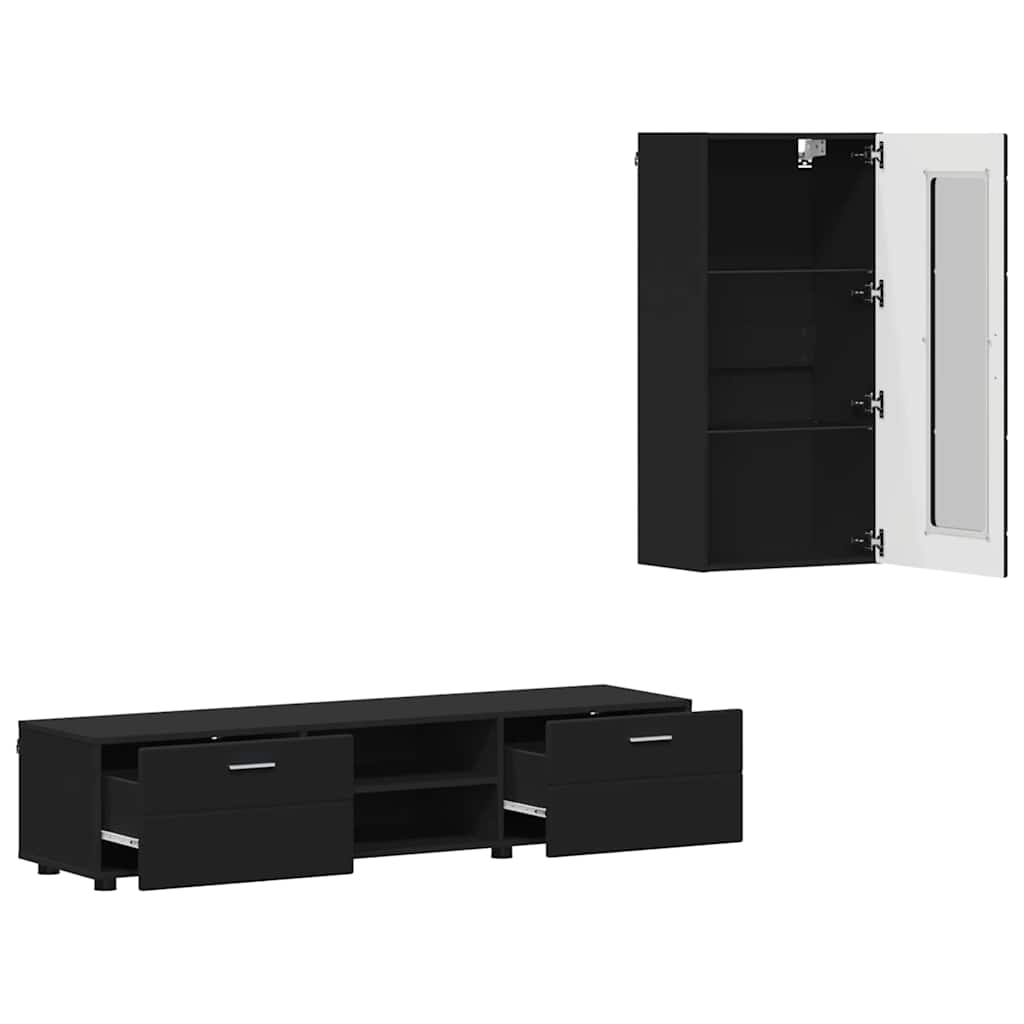 Ensemble meuble TV FLORIN 3 pcs Noir Bois d'ingénierie - XIOS