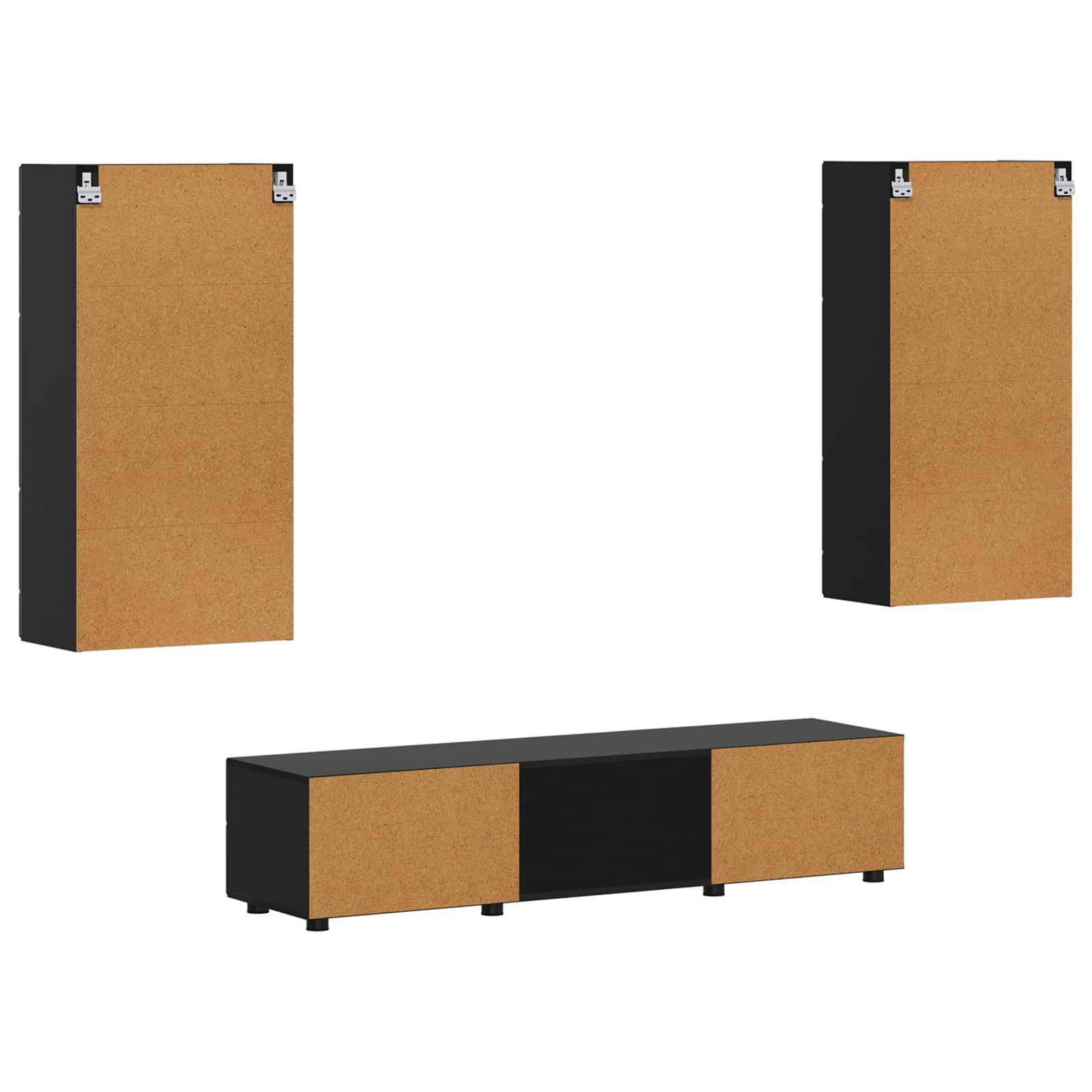 Ensemble meuble TV FLORIN 3 pcs Noir Bois d'ingénierie - XIOS