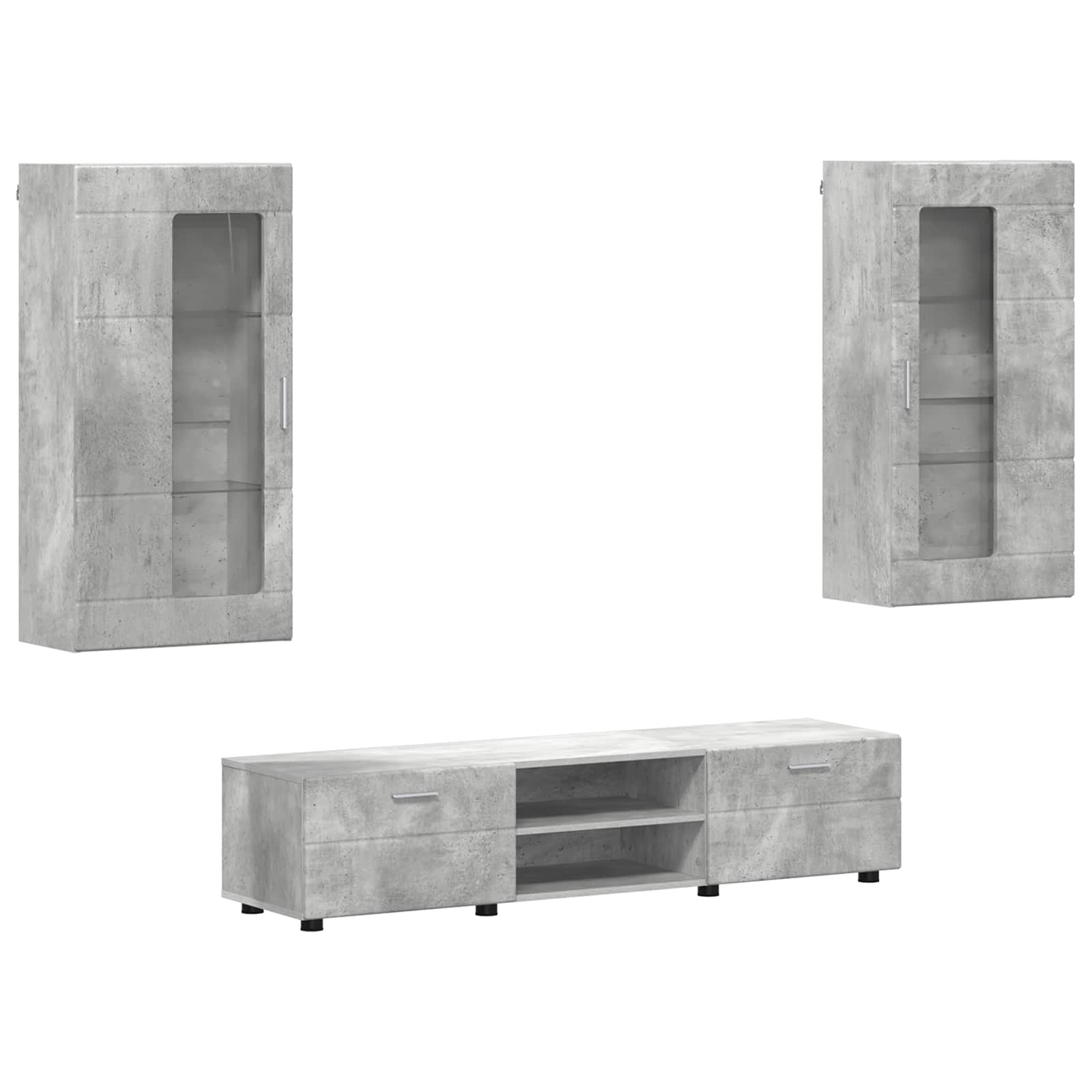Ensemble meuble TV FLORIN 3 pcs Gris béton Bois d'ingénierie - XIOS
