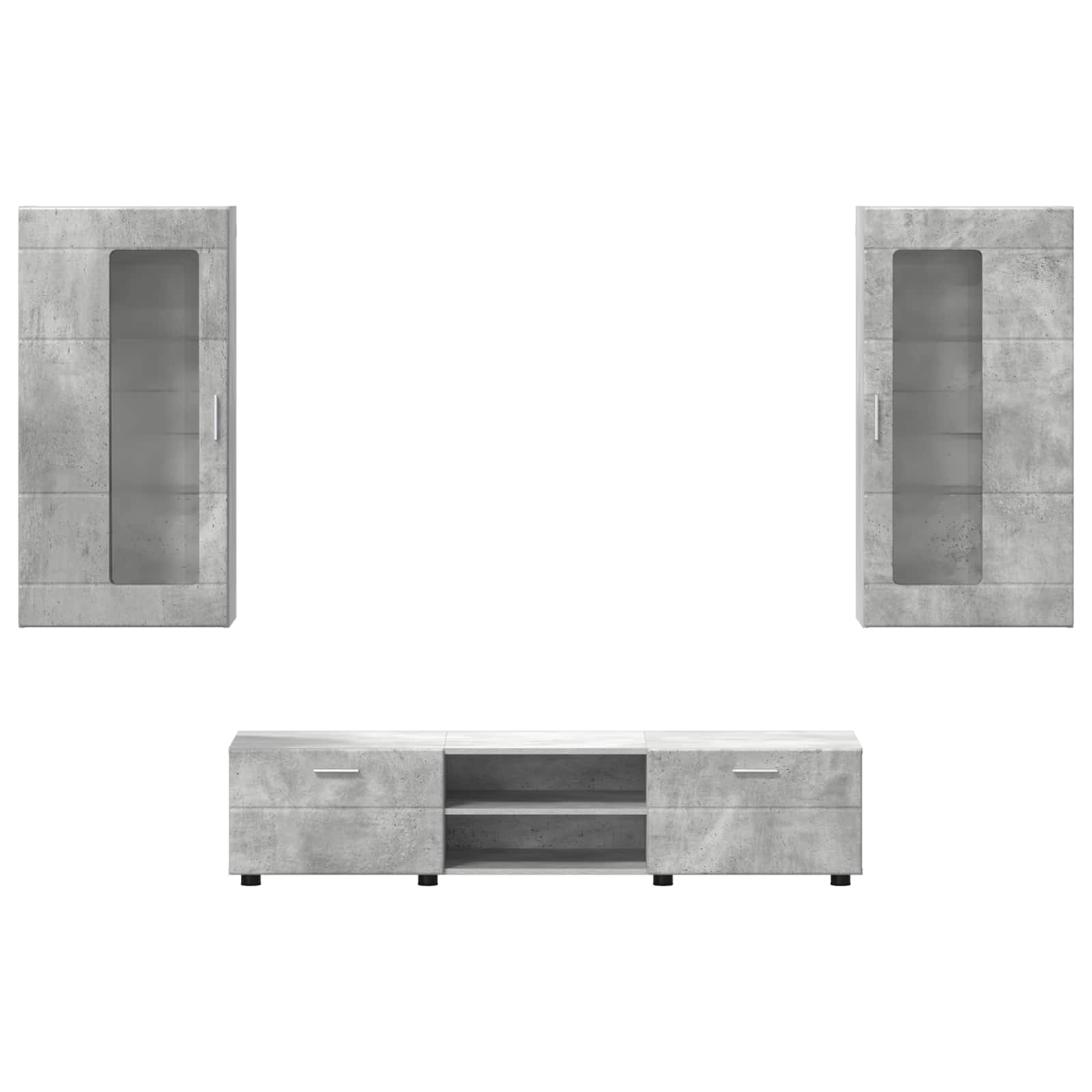 Ensemble meuble TV FLORIN 3 pcs Gris béton Bois d'ingénierie - XIOS