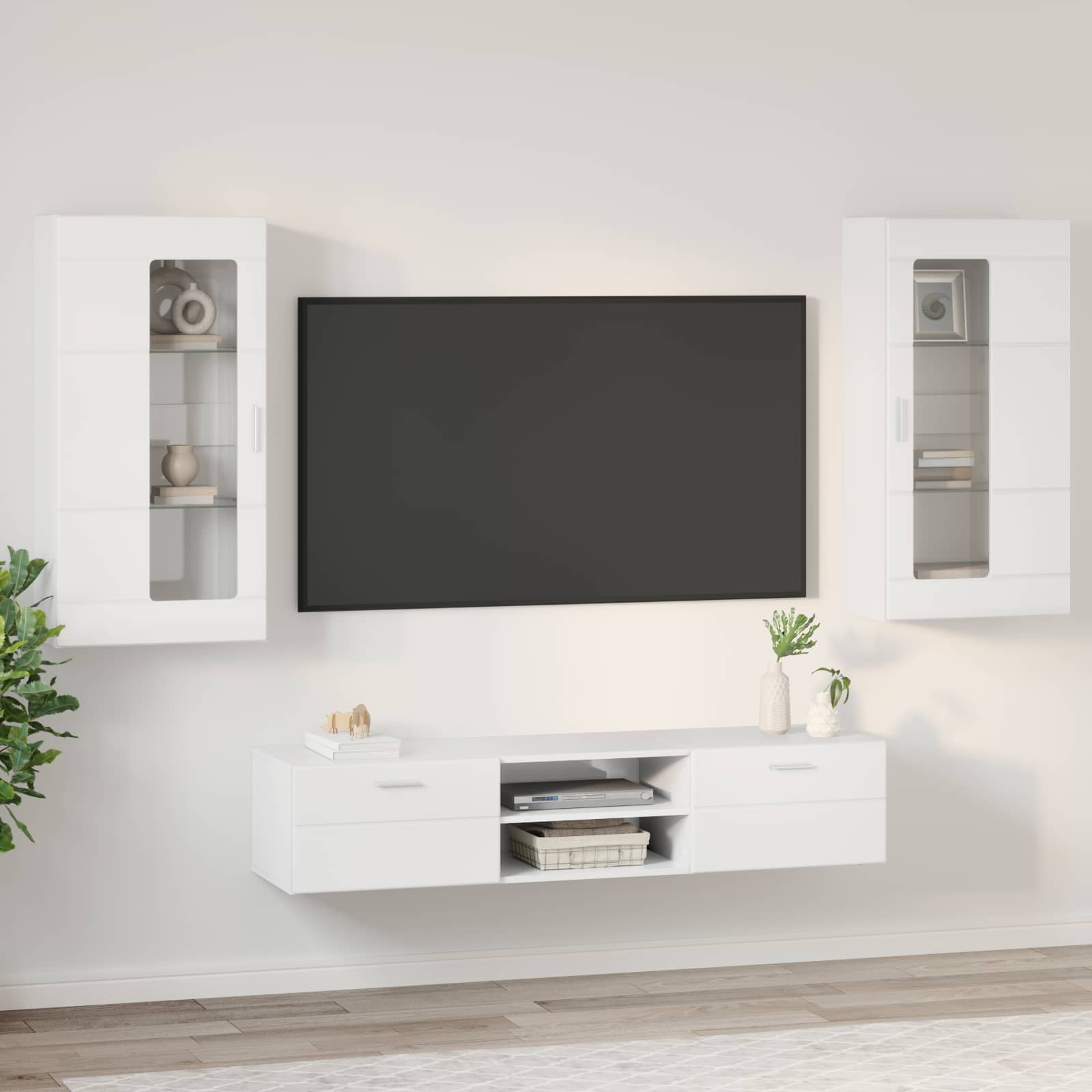 Ensemble meuble TV avec tiroir FLORIN 3 pcs Blanc brillant - XIOS