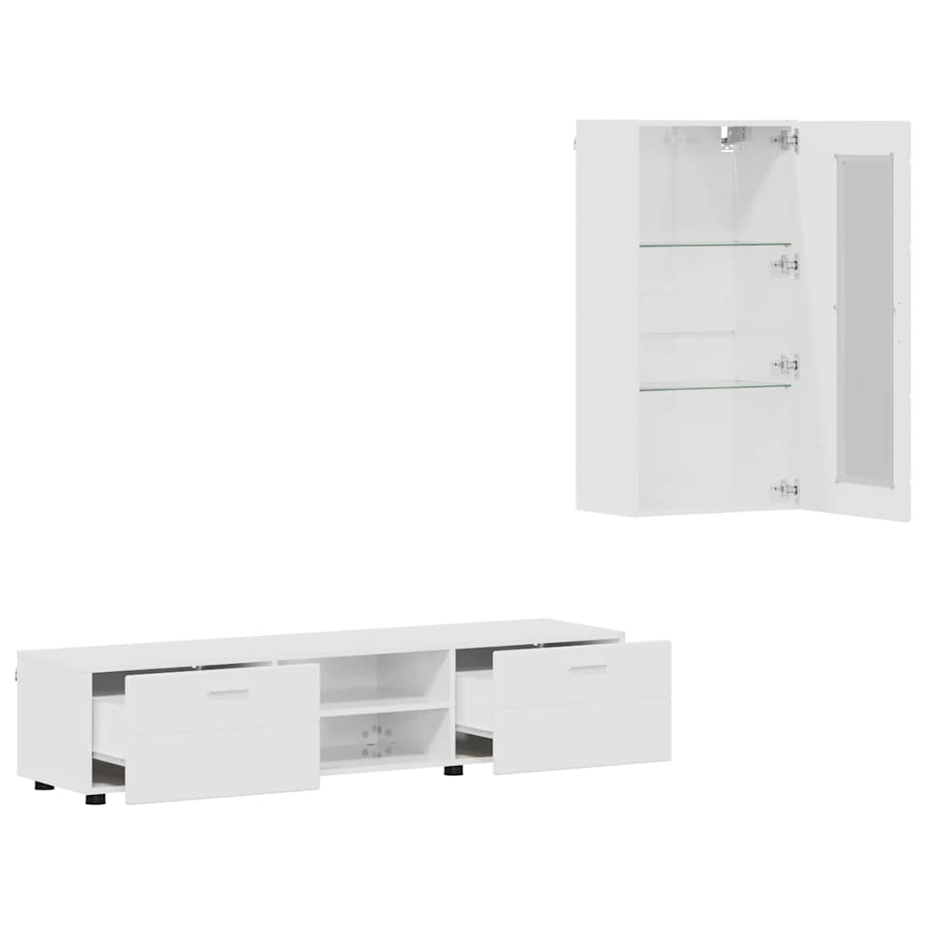 Ensemble meuble TV avec tiroir FLORIN 3 pcs Blanc brillant - XIOS