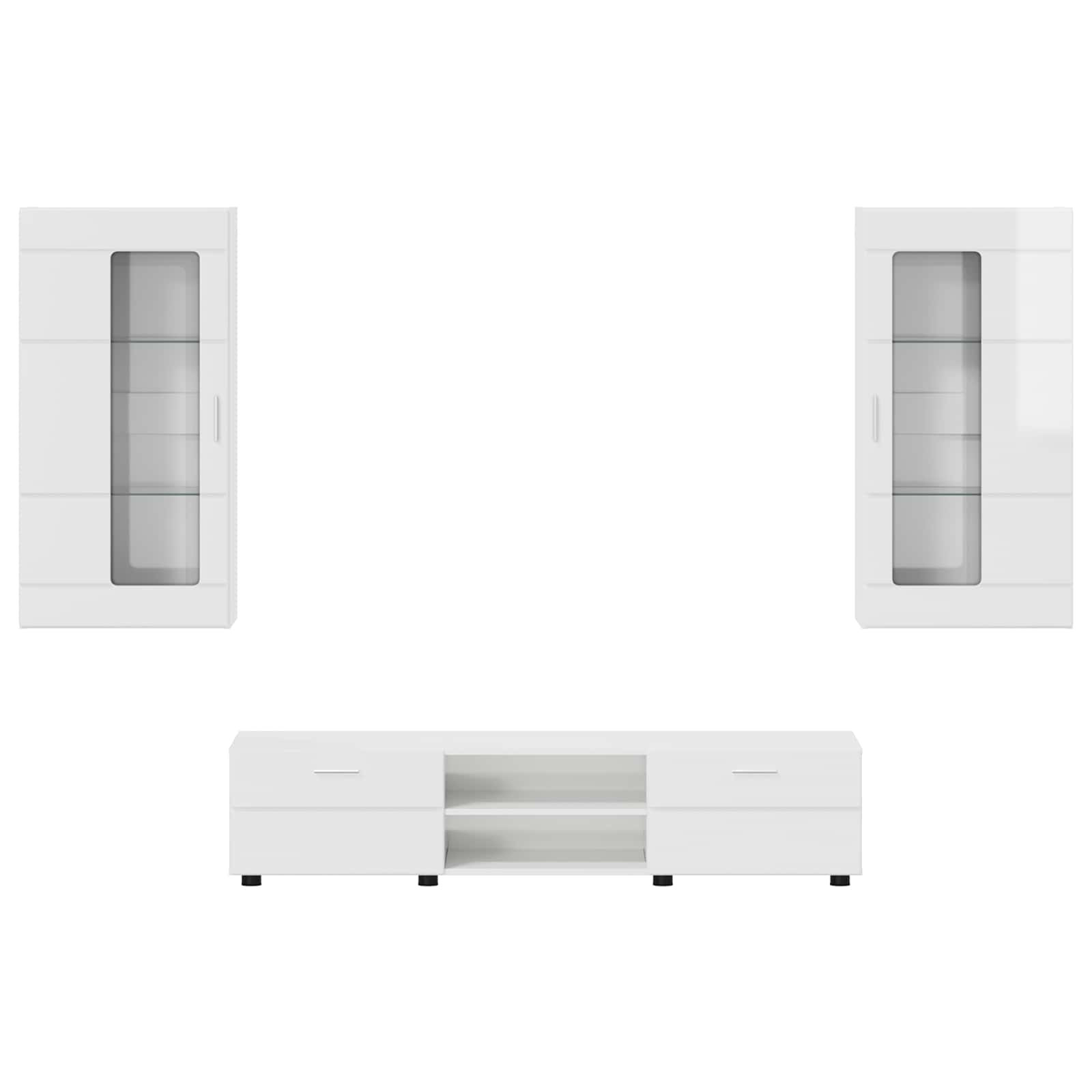 Ensemble meuble TV avec tiroir FLORIN 3 pcs Blanc brillant - XIOS