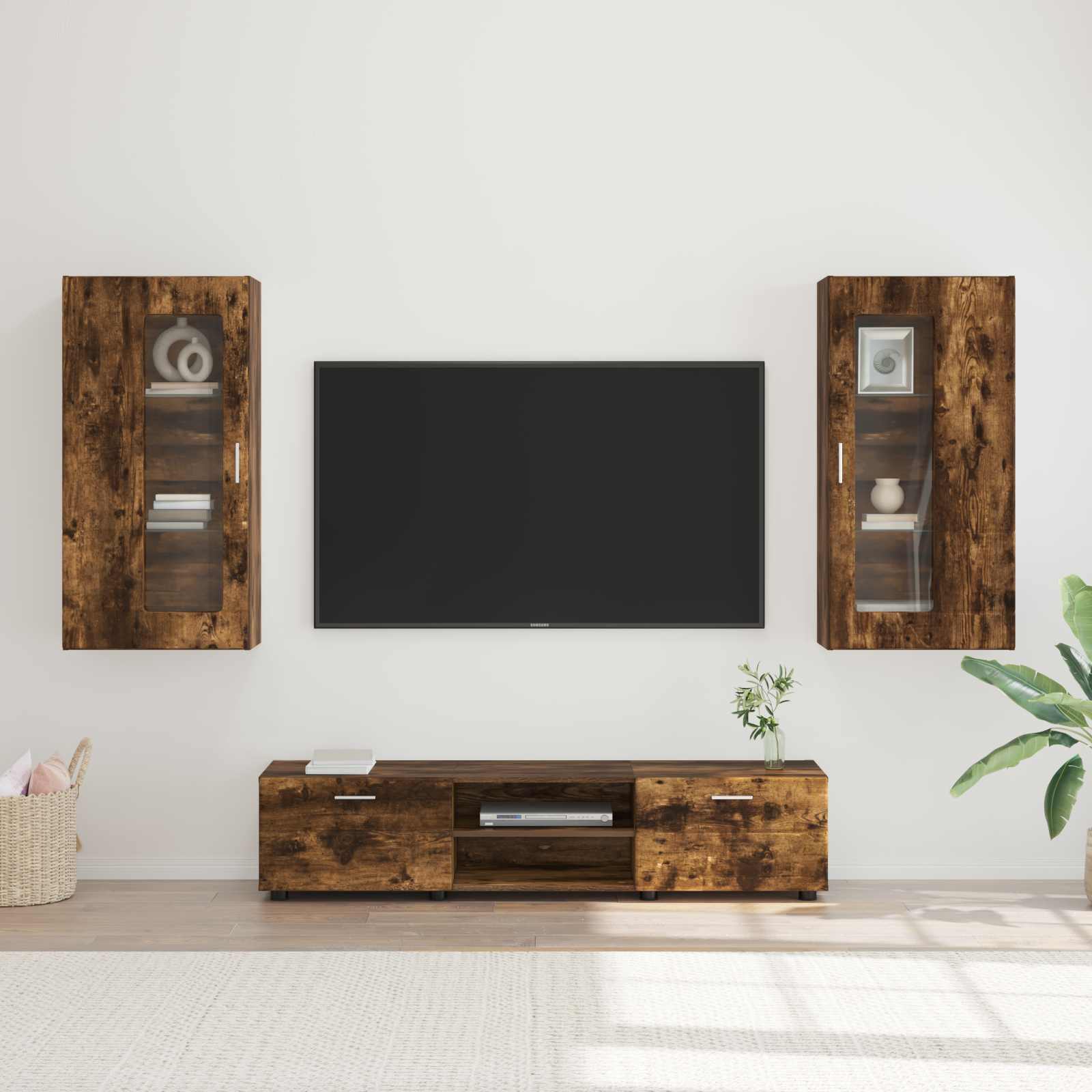 Ensemble meuble TV FLORIN 3 pcs Chêne fumé Bois d'ingénierie - XIOS