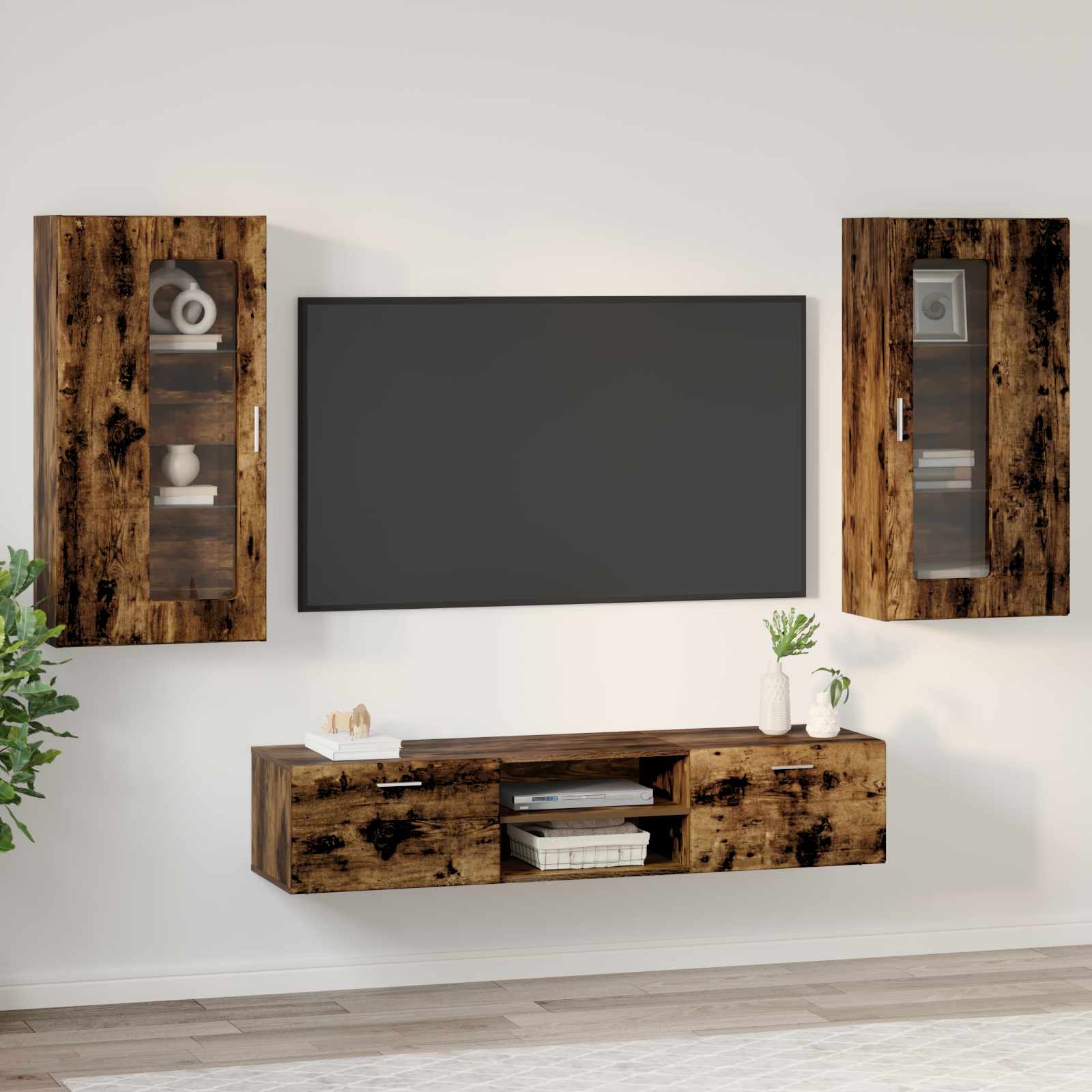 Ensemble meuble TV FLORIN 3 pcs Chêne fumé Bois d'ingénierie - XIOS