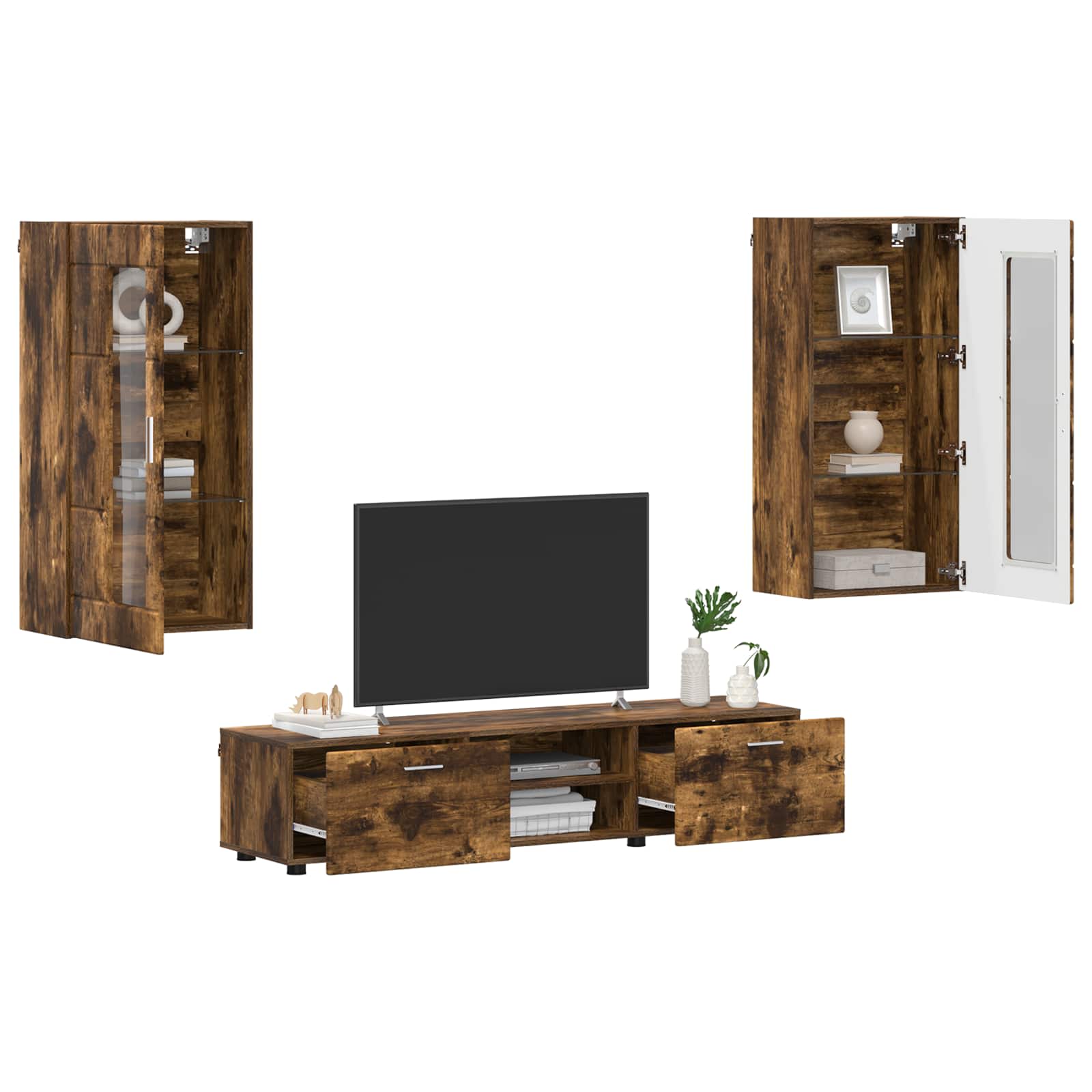 Ensemble meuble TV FLORIN 3 pcs Chêne fumé Bois d'ingénierie - XIOS