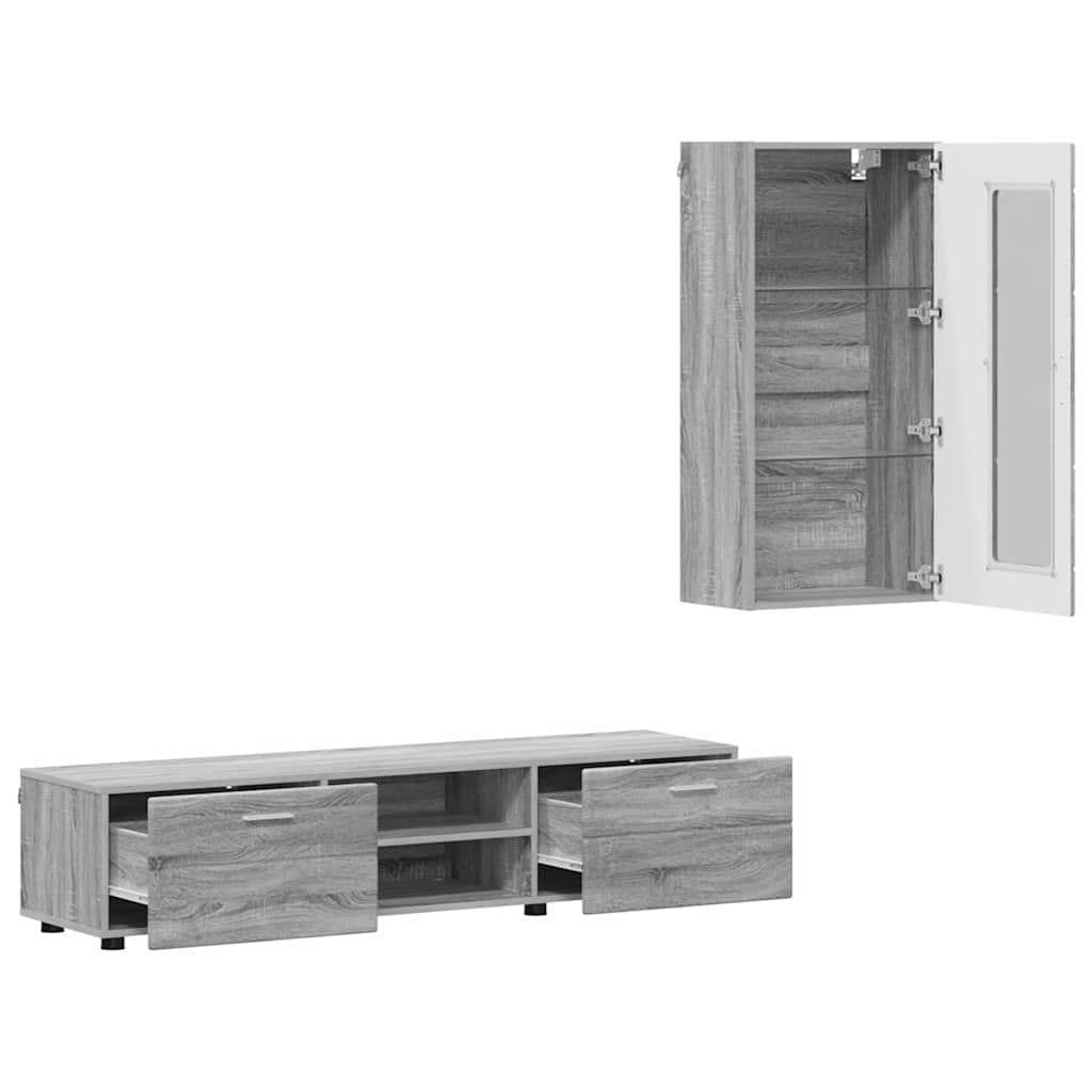Ensemble meuble TV FLORIN 3 pcs Gris Sonoma Bois d'ingénierie - XIOS