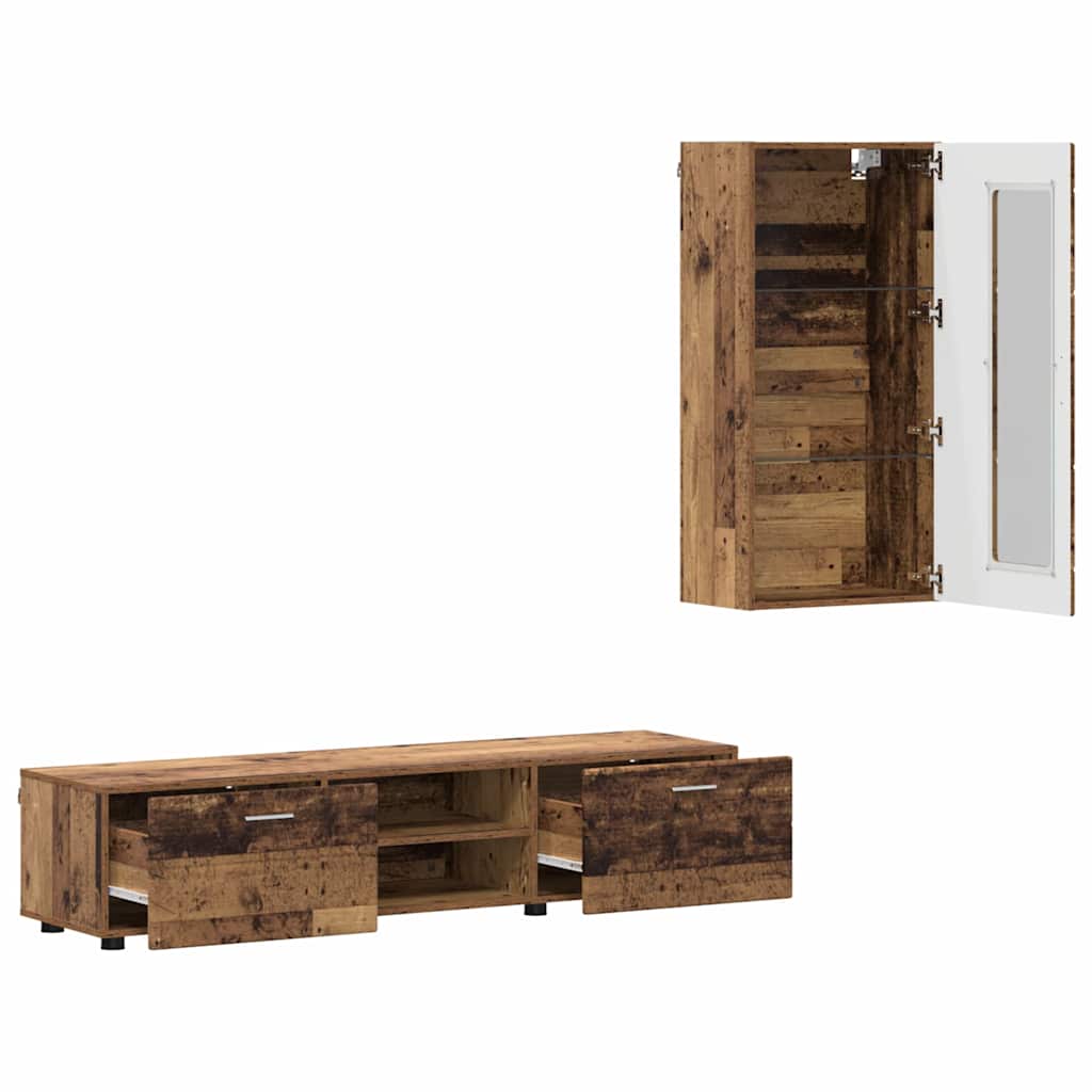 Ensemble meuble TV FLORIN 3 pcs Bois ancien Bois d'ingénierie - XIOS