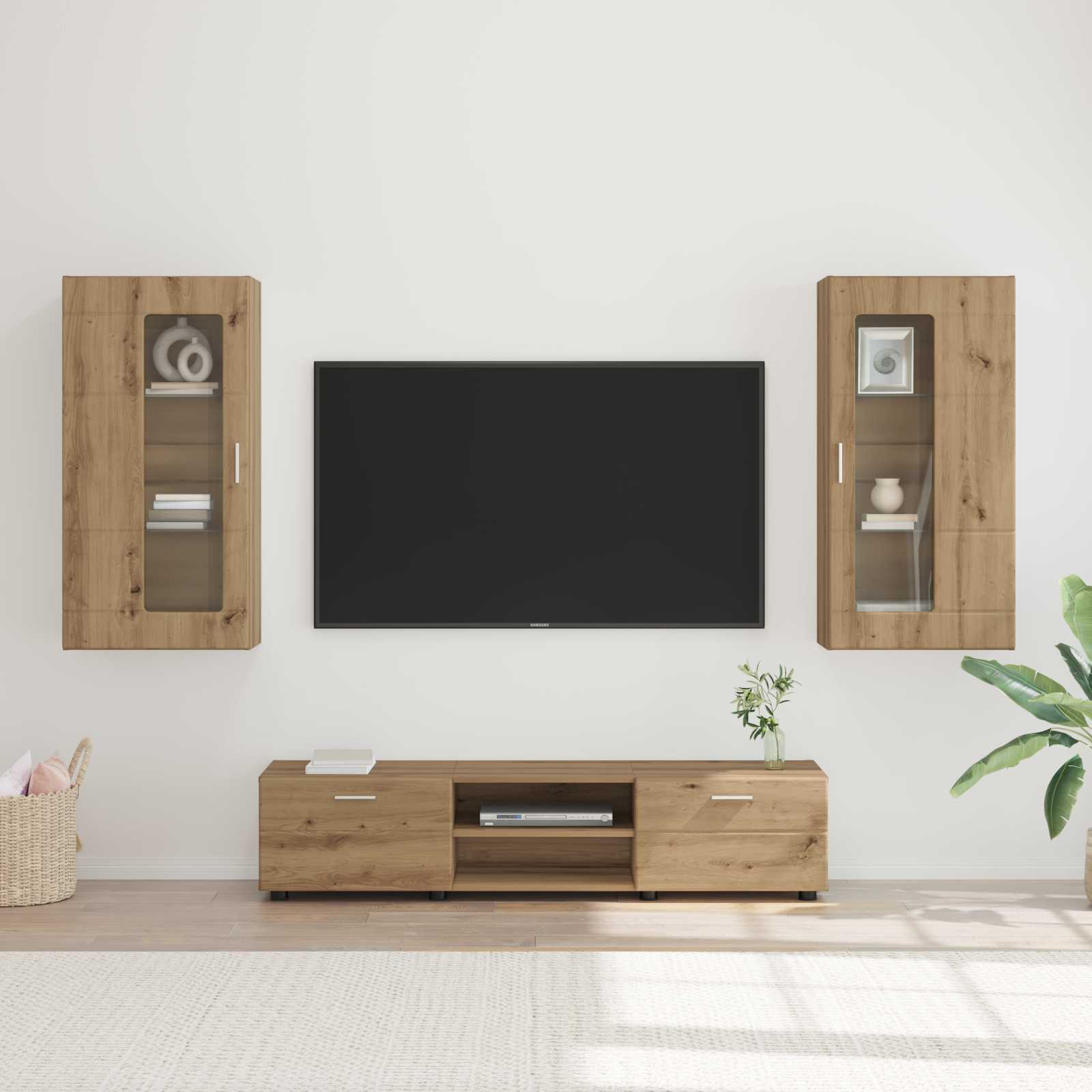 Ensemble meuble TV avec tiroir FLORIN 3 pcs Chêne artisanal - XIOS