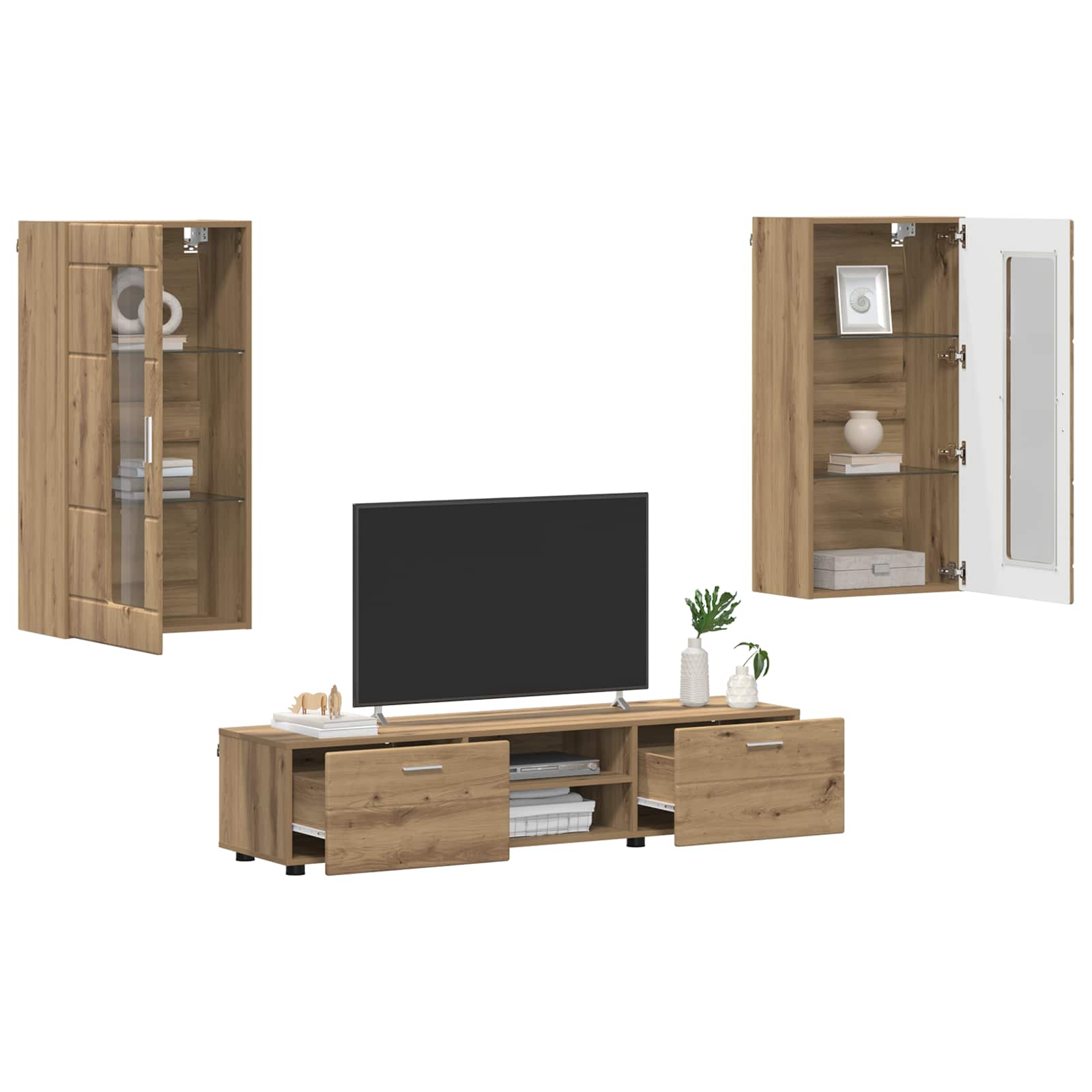 Ensemble meuble TV avec tiroir FLORIN 3 pcs Chêne artisanal - XIOS