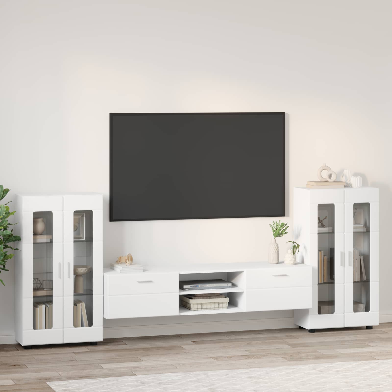Ensemble meuble TV FLORIN 3 pcs Blanc Bois d'ingénierie