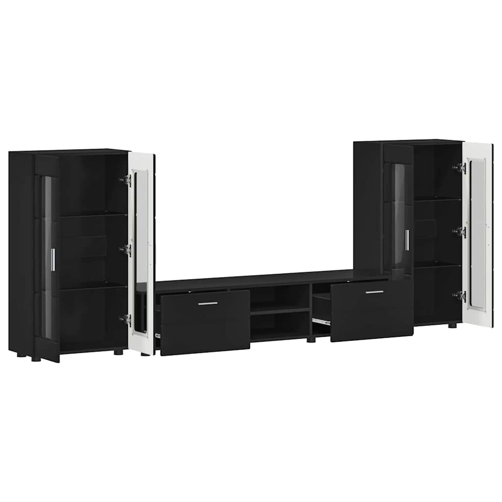 Ensemble meuble TV FLORIN 3 pcs Noir Bois d'ingénierie - XIOS