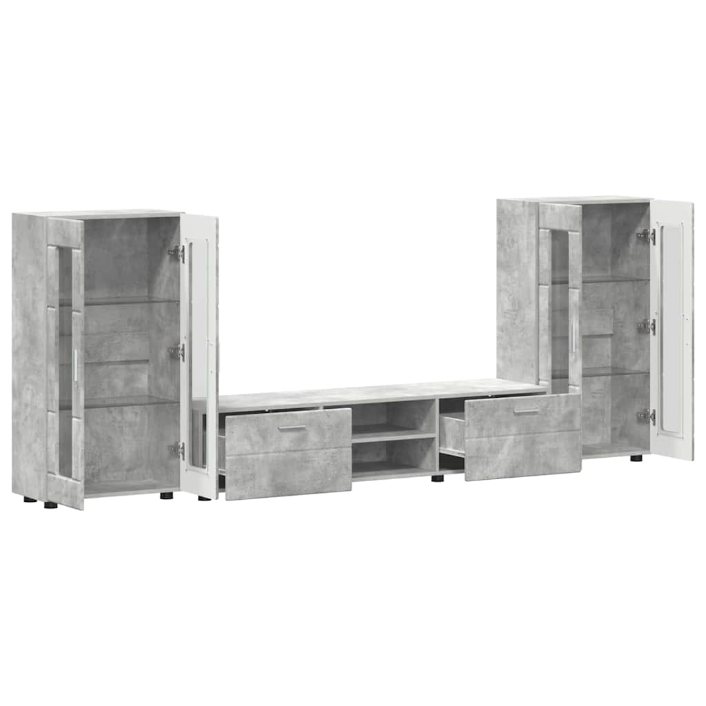 Ensemble meuble TV FLORIN 3 pcs Gris béton Bois d'ingénierie