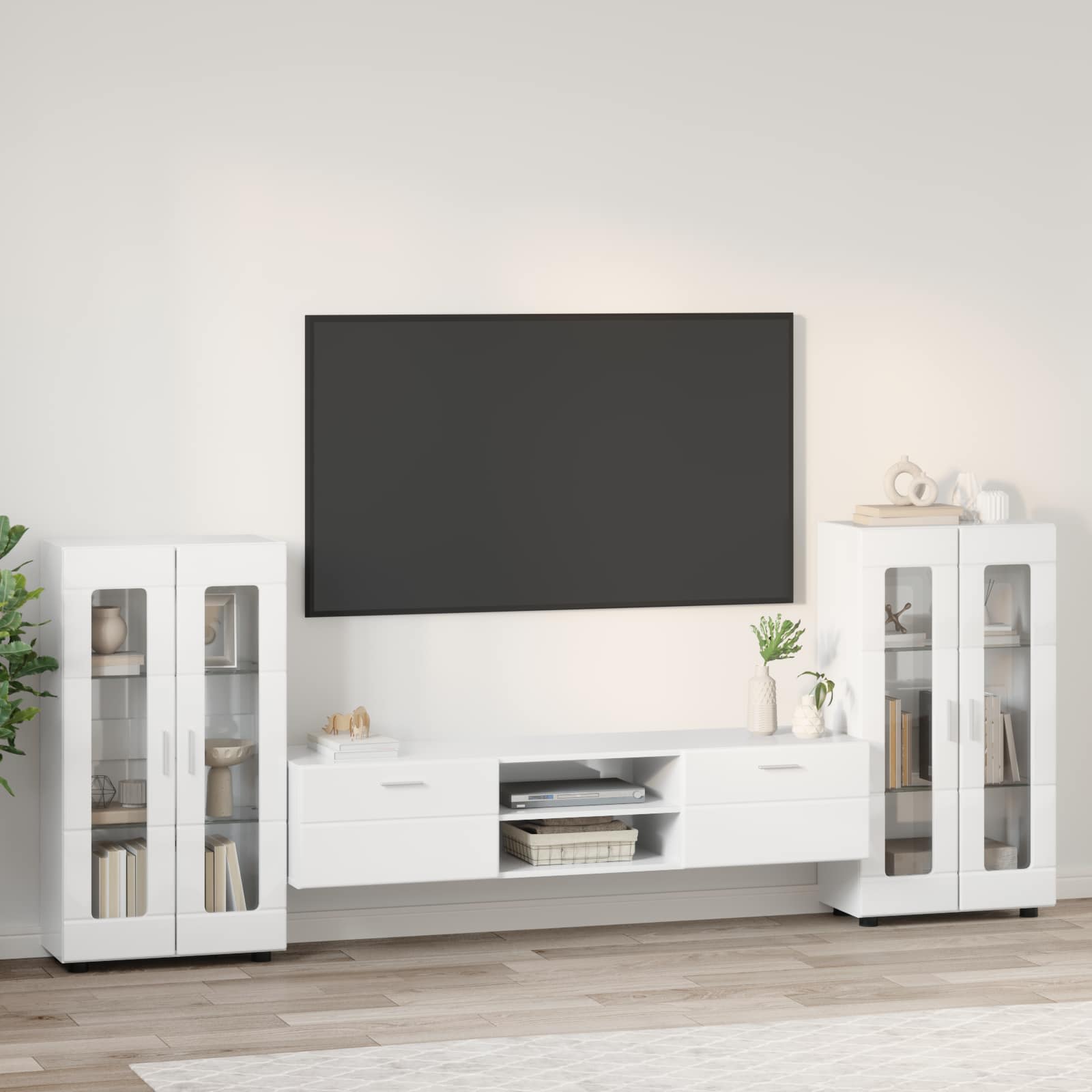 Ensemble meuble TV avec tiroir FLORIN 3 pcs Blanc brillant - XIOS