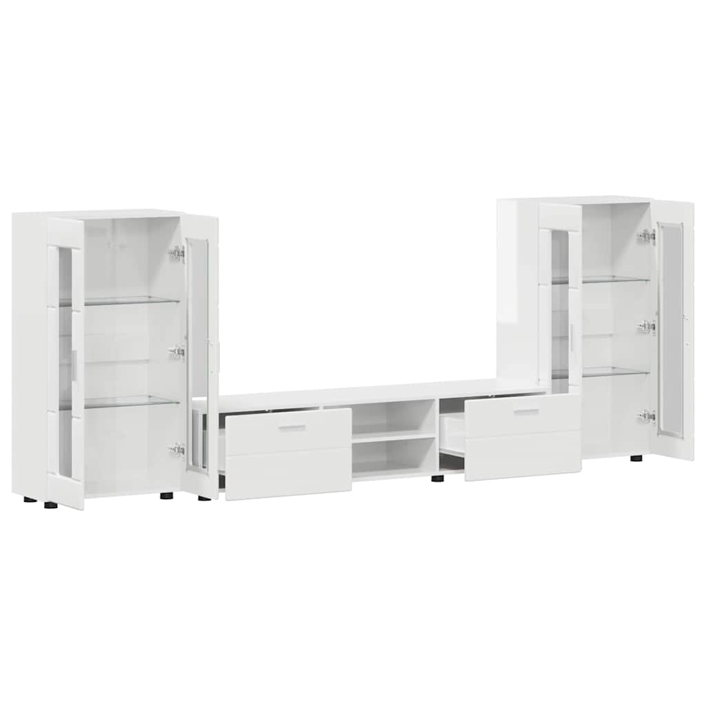 Ensemble meuble TV avec tiroir FLORIN 3 pcs Blanc brillant - XIOS