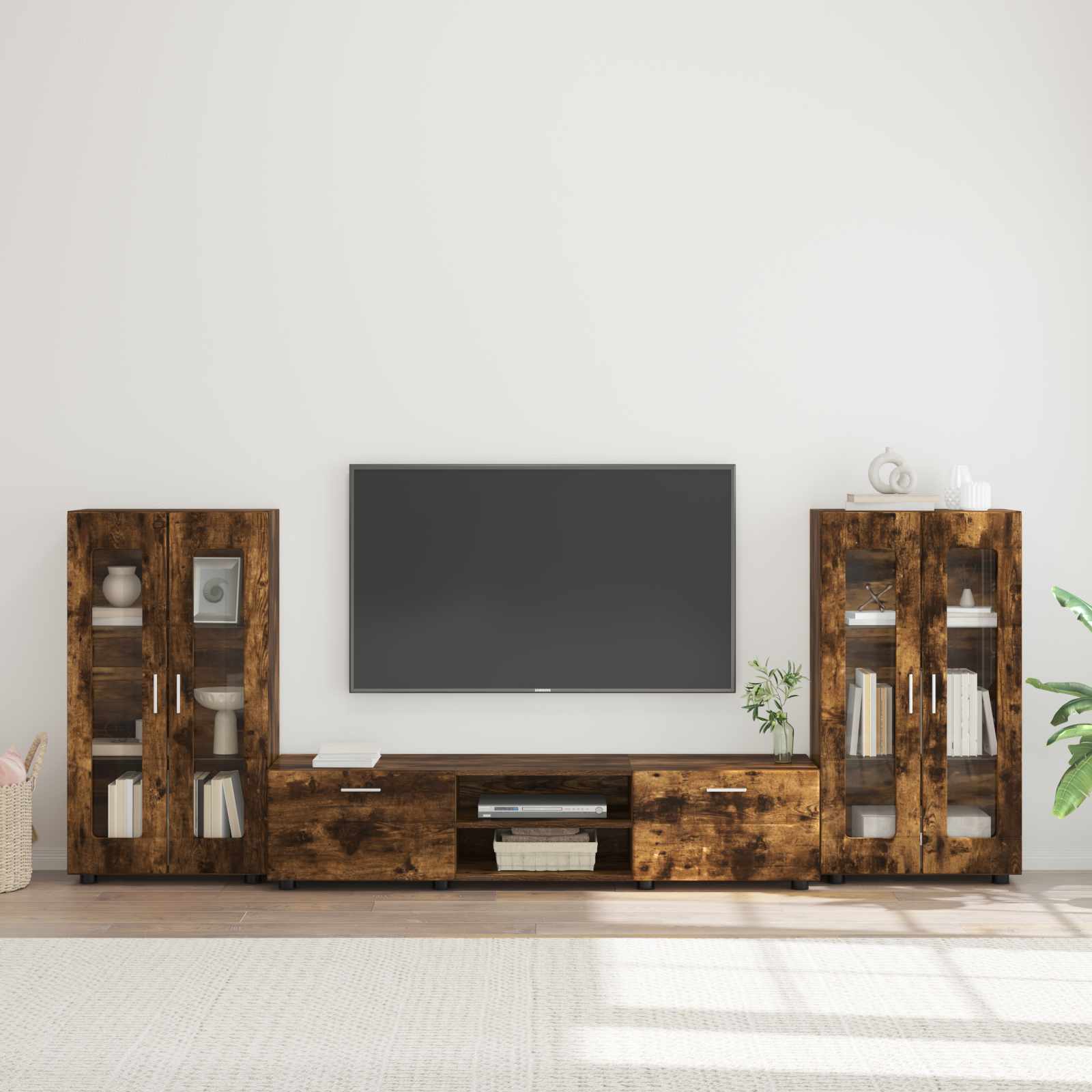 Ensemble meuble TV FLORIN 3 pc Chêne fumé Bois d'ingénierie