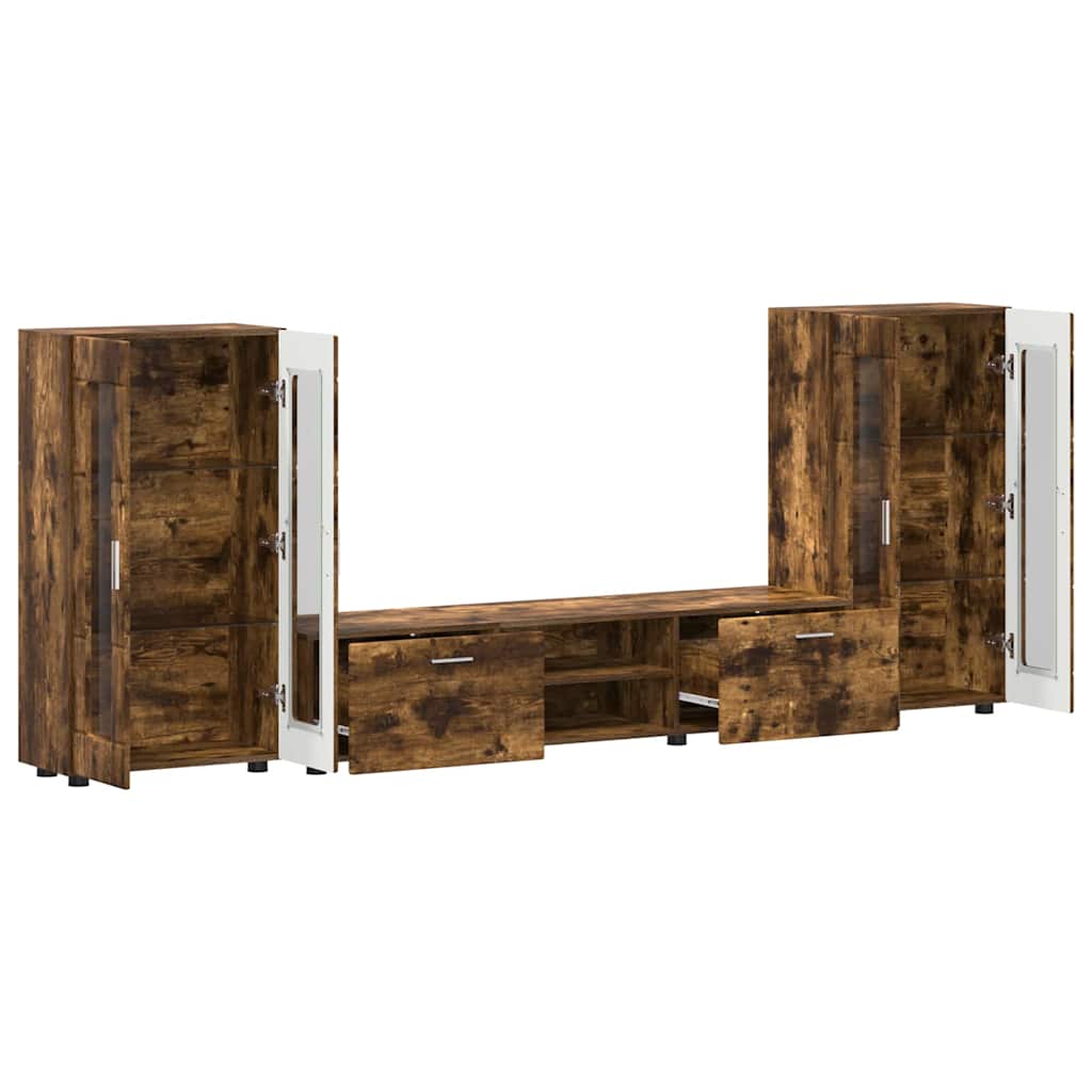 Ensemble meuble TV FLORIN 3 pcs Chêne fumé Bois d'ingénierie
