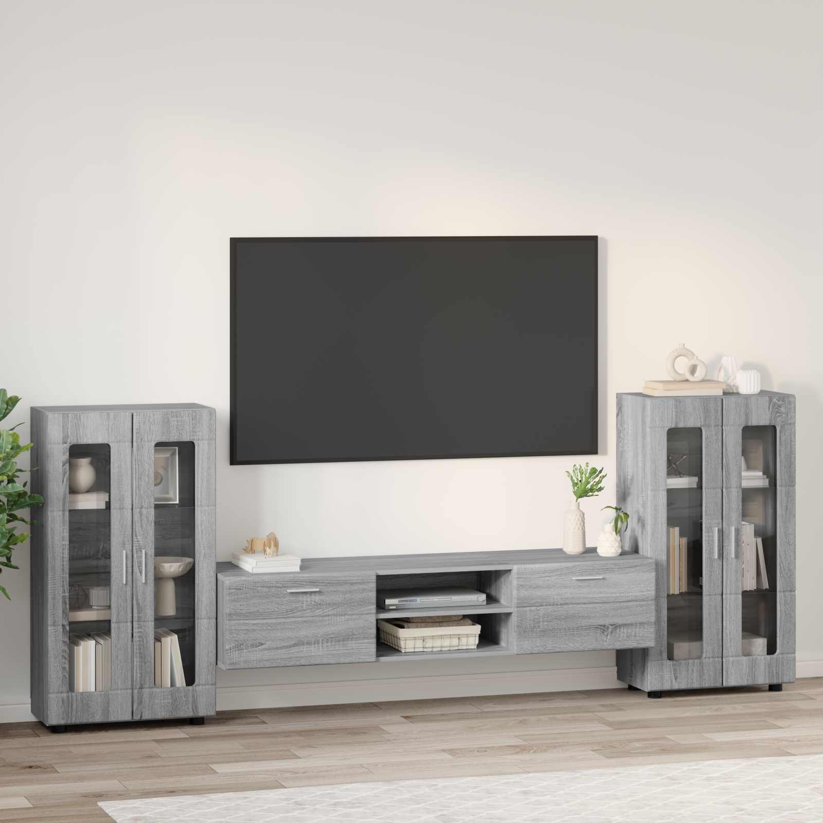 Ensemble meuble TV FLORIN 3 pcs Gris Sonoma Bois d'ingénierie