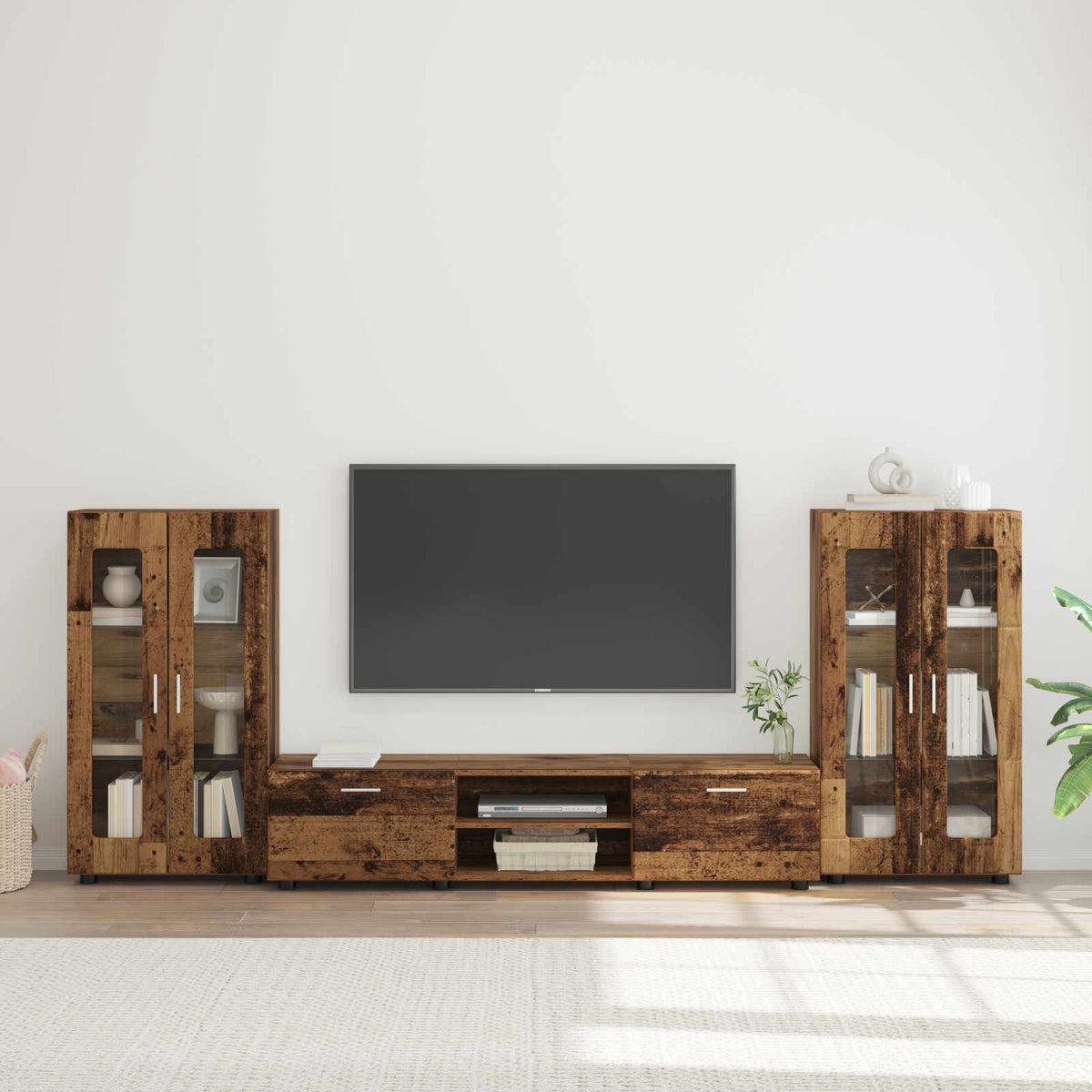 Ensemble meuble TV FLORIN 3 pc Bois ancien Bois d'ingénierie
