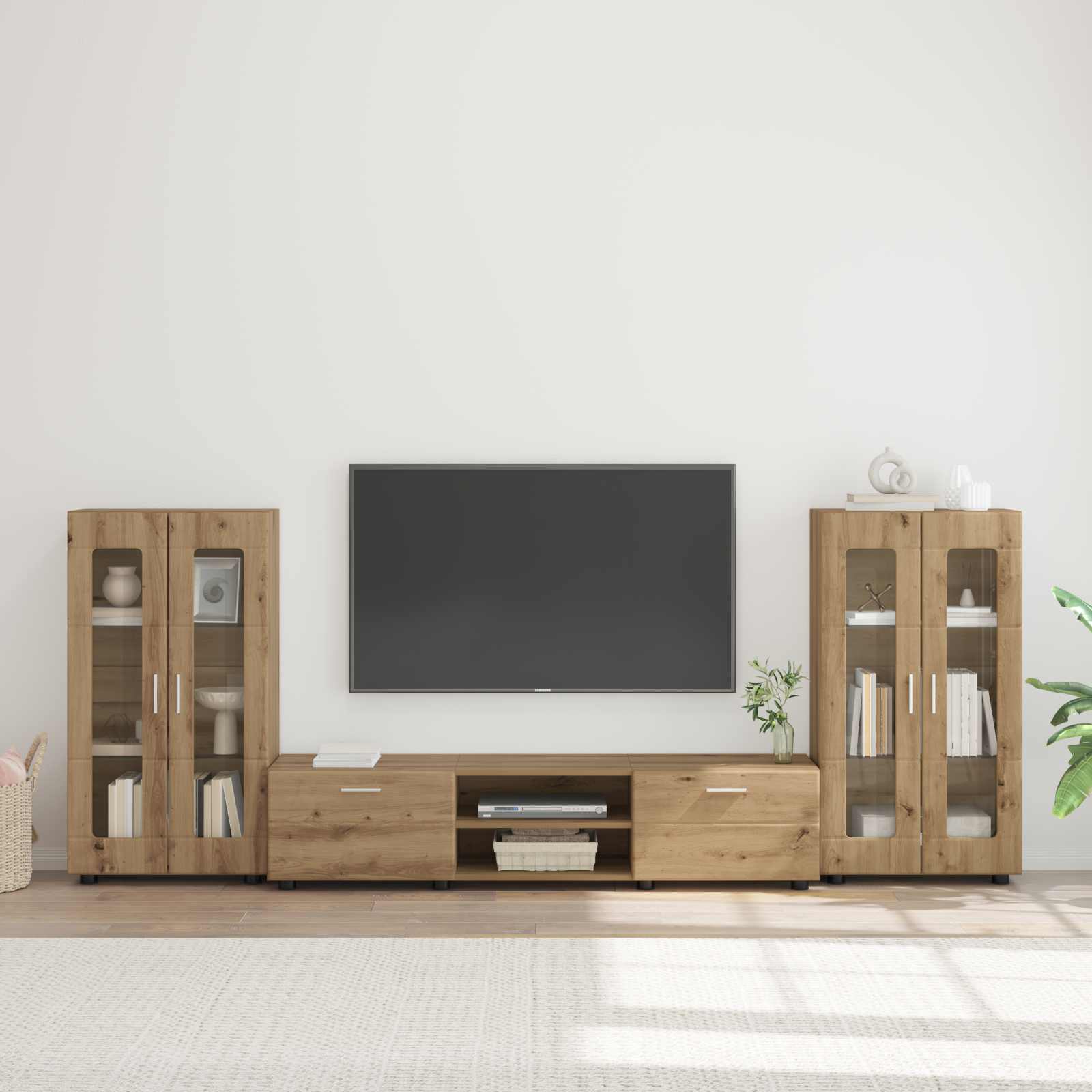 Ensemble meuble TV avec tiroir FLORIN 3 pcs Chêne artisanal - XIOS