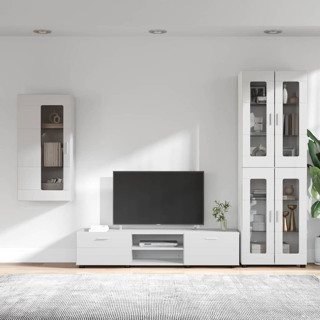 Ensemble meuble TV avec tiroir Blanc Bois d'ingénierie - XIOS