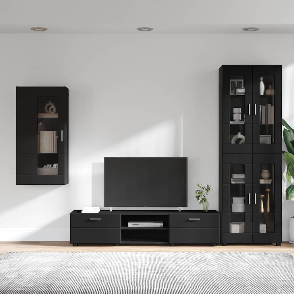 Ensemble meuble TV FLORIN 3 pcs Noir Bois d'ingénierie - XIOS