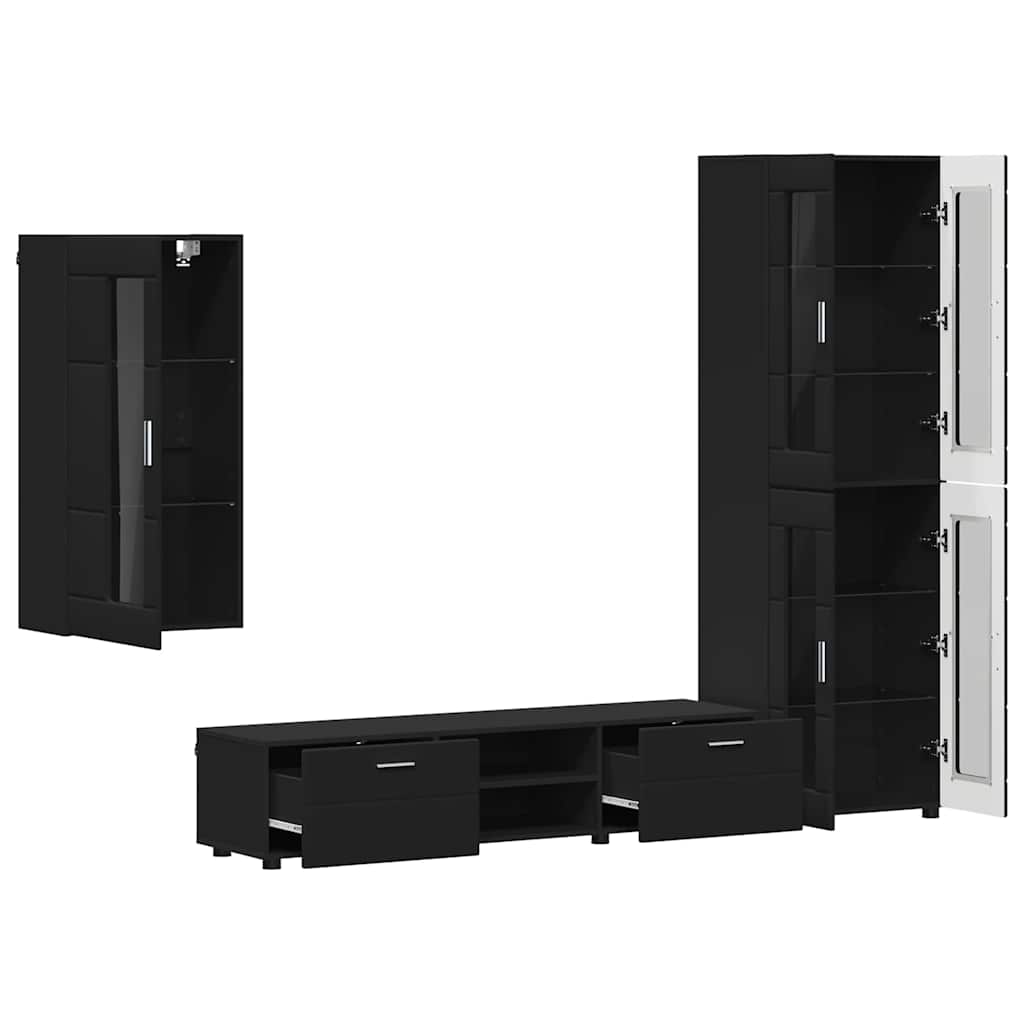 Ensemble meuble TV FLORIN 3 pcs Noir Bois d'ingénierie - XIOS