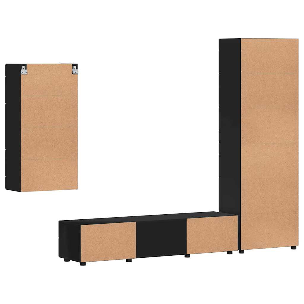 Ensemble meuble TV FLORIN 3 pcs Noir Bois d'ingénierie - XIOS