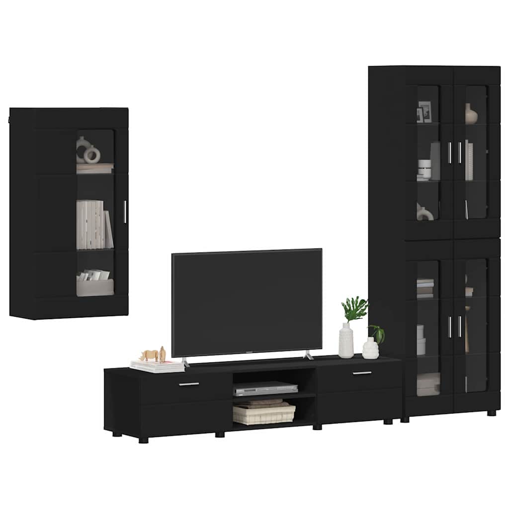 Ensemble meuble TV FLORIN 3 pcs Noir Bois d'ingénierie - XIOS