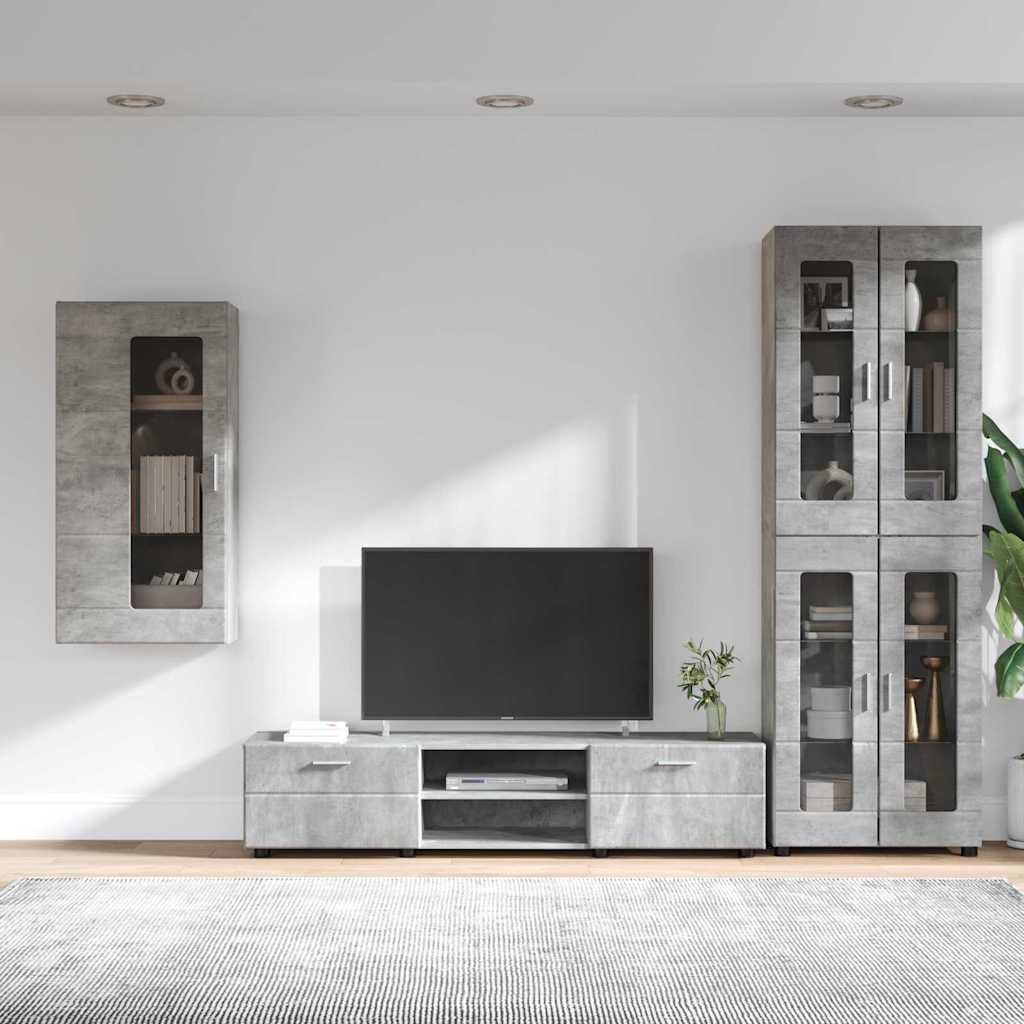 Ensemble meuble TV FLORIN 3 pcs Gris béton Bois d'ingénierie - XIOS
