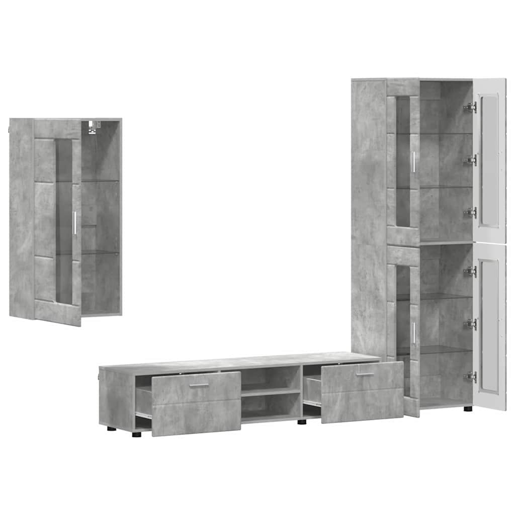 Ensemble meuble TV FLORIN 3 pcs Gris béton Bois d'ingénierie - XIOS