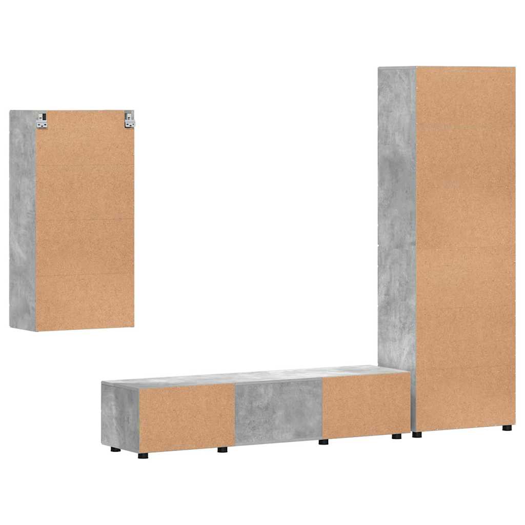 Ensemble meuble TV FLORIN 3 pcs Gris béton Bois d'ingénierie - XIOS