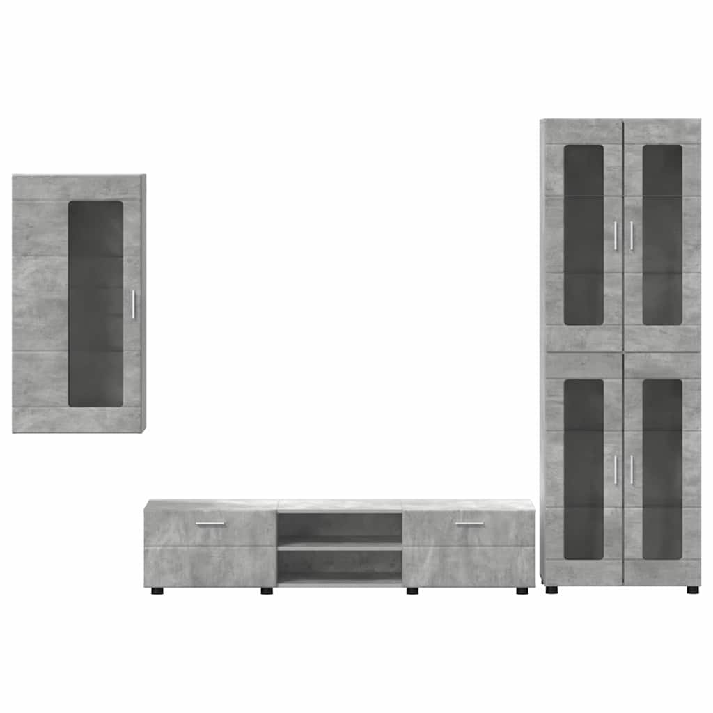 Ensemble meuble TV FLORIN 3 pcs Gris béton Bois d'ingénierie - XIOS