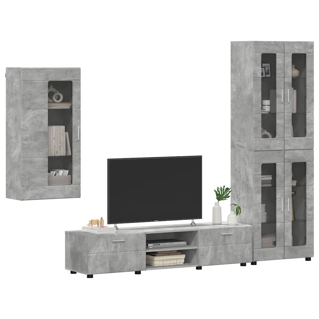 Ensemble meuble TV FLORIN 3 pcs Gris béton Bois d'ingénierie - XIOS
