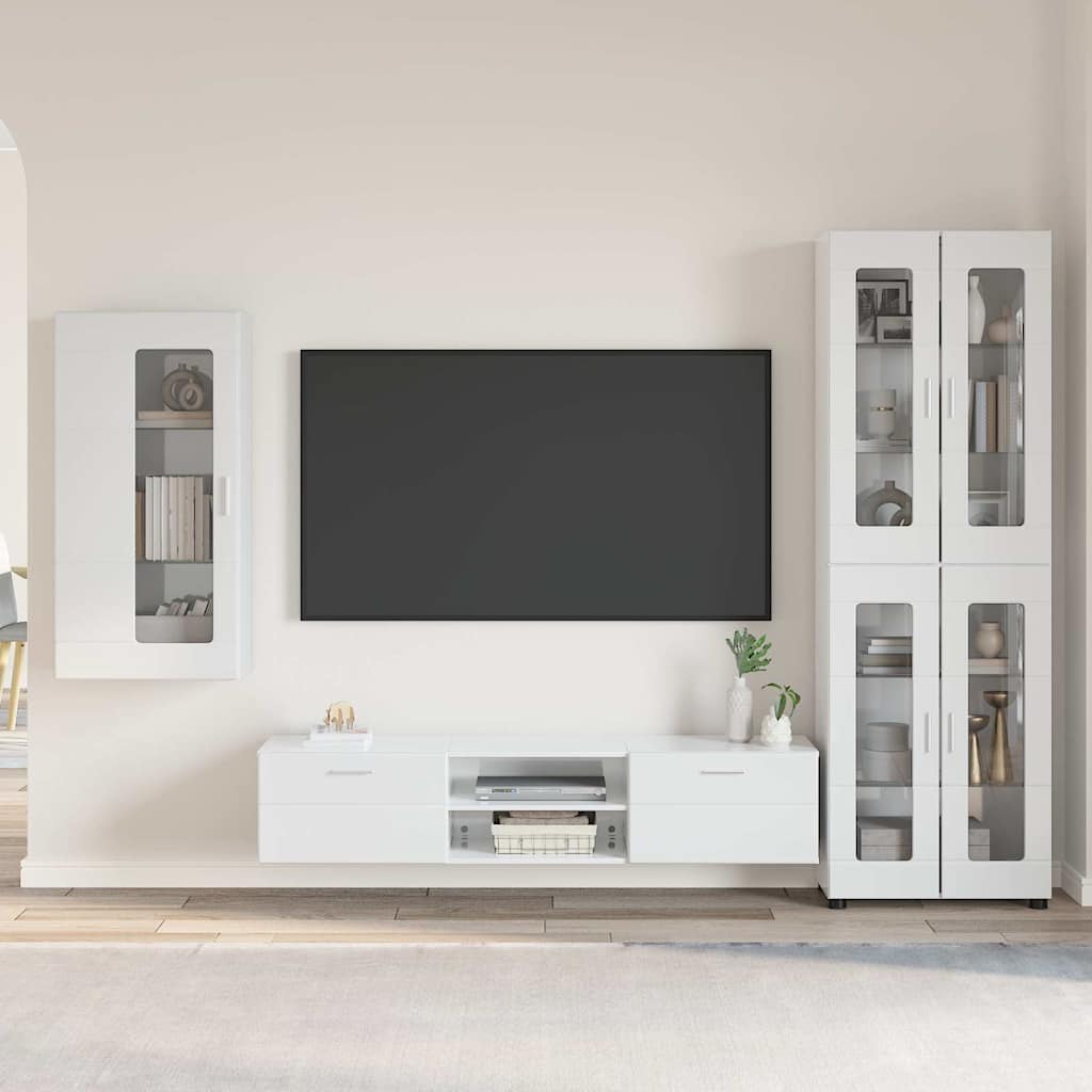 Ensemble meuble TV avec tiroir FLORIN 3 pcs Blanc brillant - XIOS