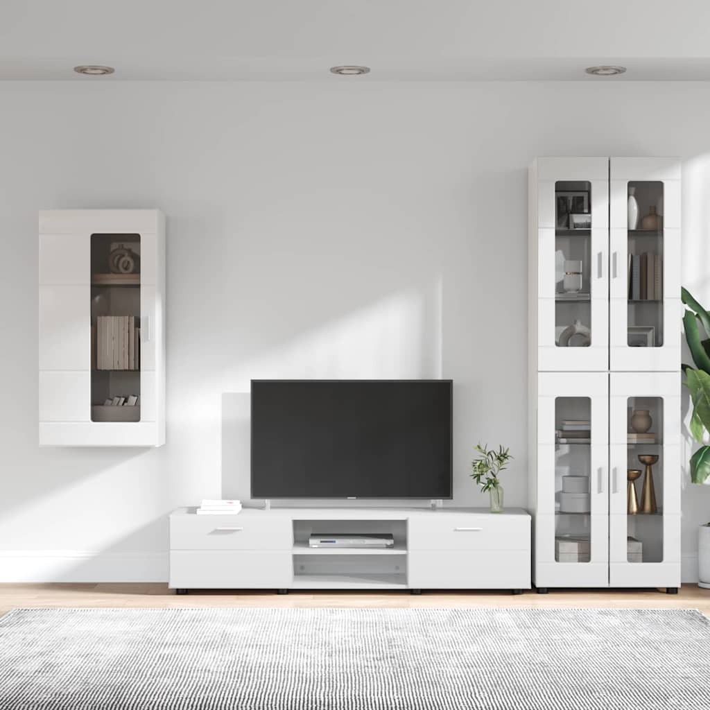 Ensemble meuble TV avec tiroir FLORIN 3 pcs Blanc brillant - XIOS