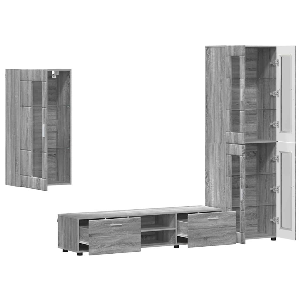 Ensemble meuble TV FLORIN 3 pcs Gris Sonoma Bois d'ingénierie - XIOS
