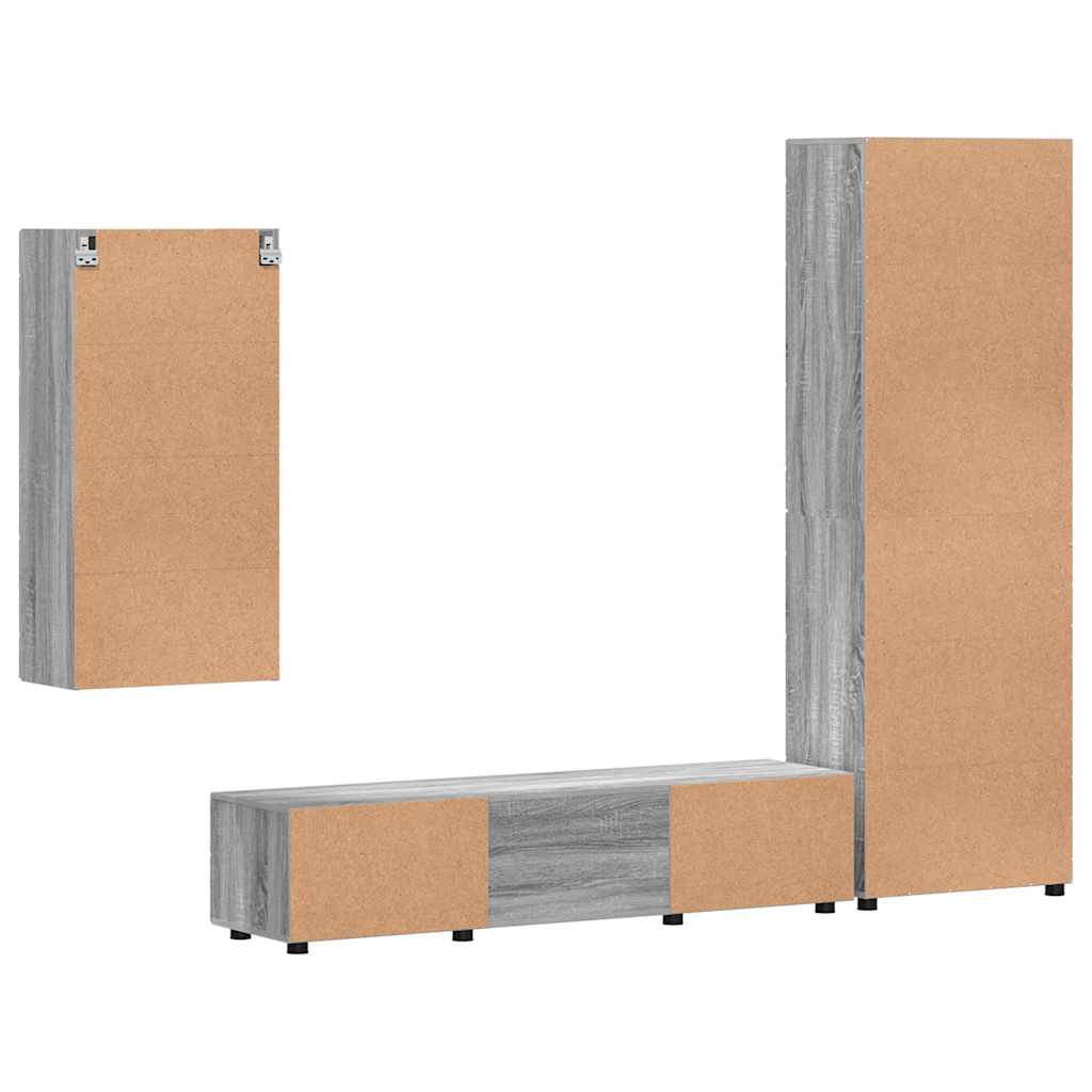 Ensemble meuble TV FLORIN 3 pcs Gris Sonoma Bois d'ingénierie - XIOS