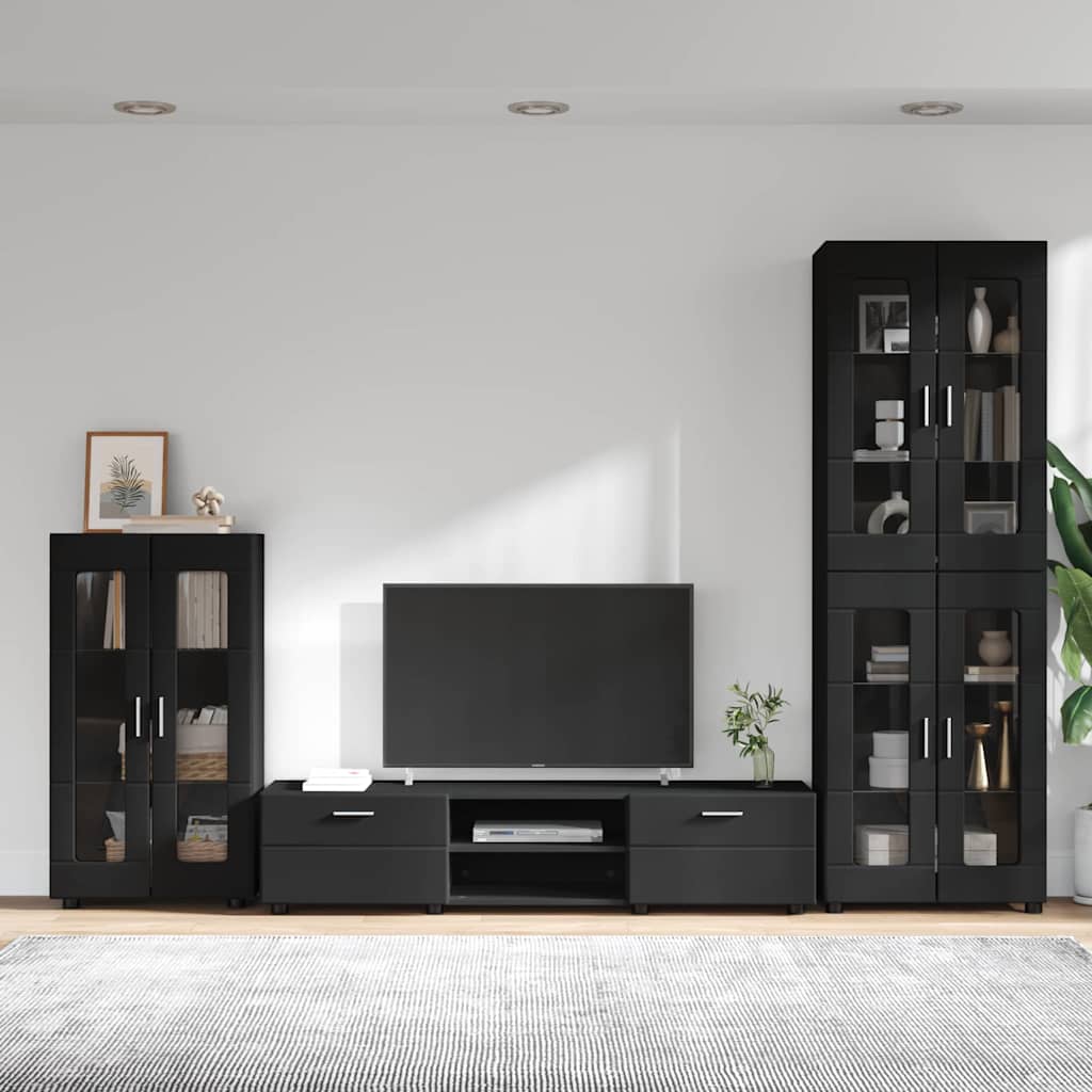 Ensemble meuble TV FLORIN 3 pcs Noir Bois d'ingénierie - XIOS